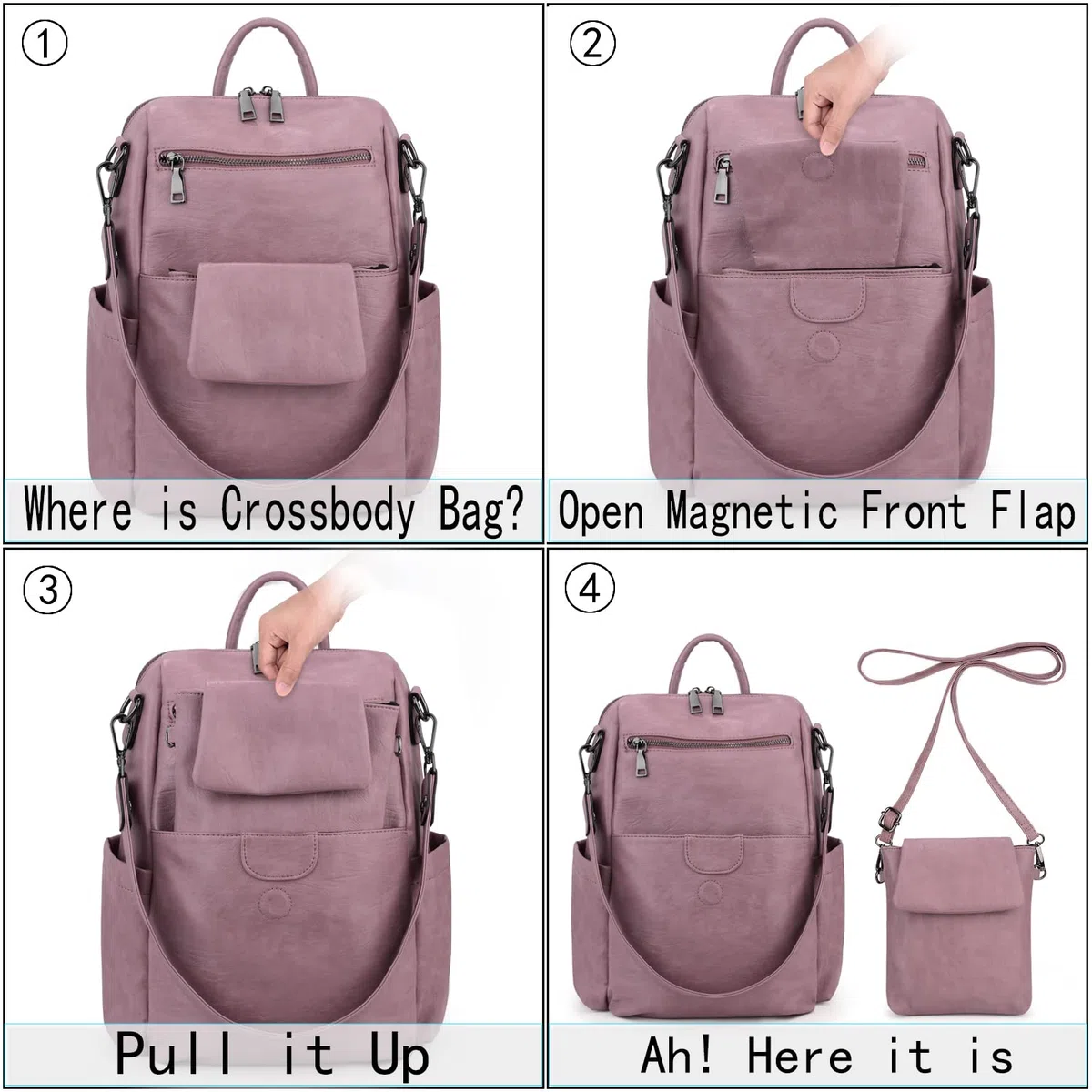 UTO Femme Sac à Dos avec Sangle Multi Poches Bien Organisé Similicuir Doux Vogue Cuir Synthétique
