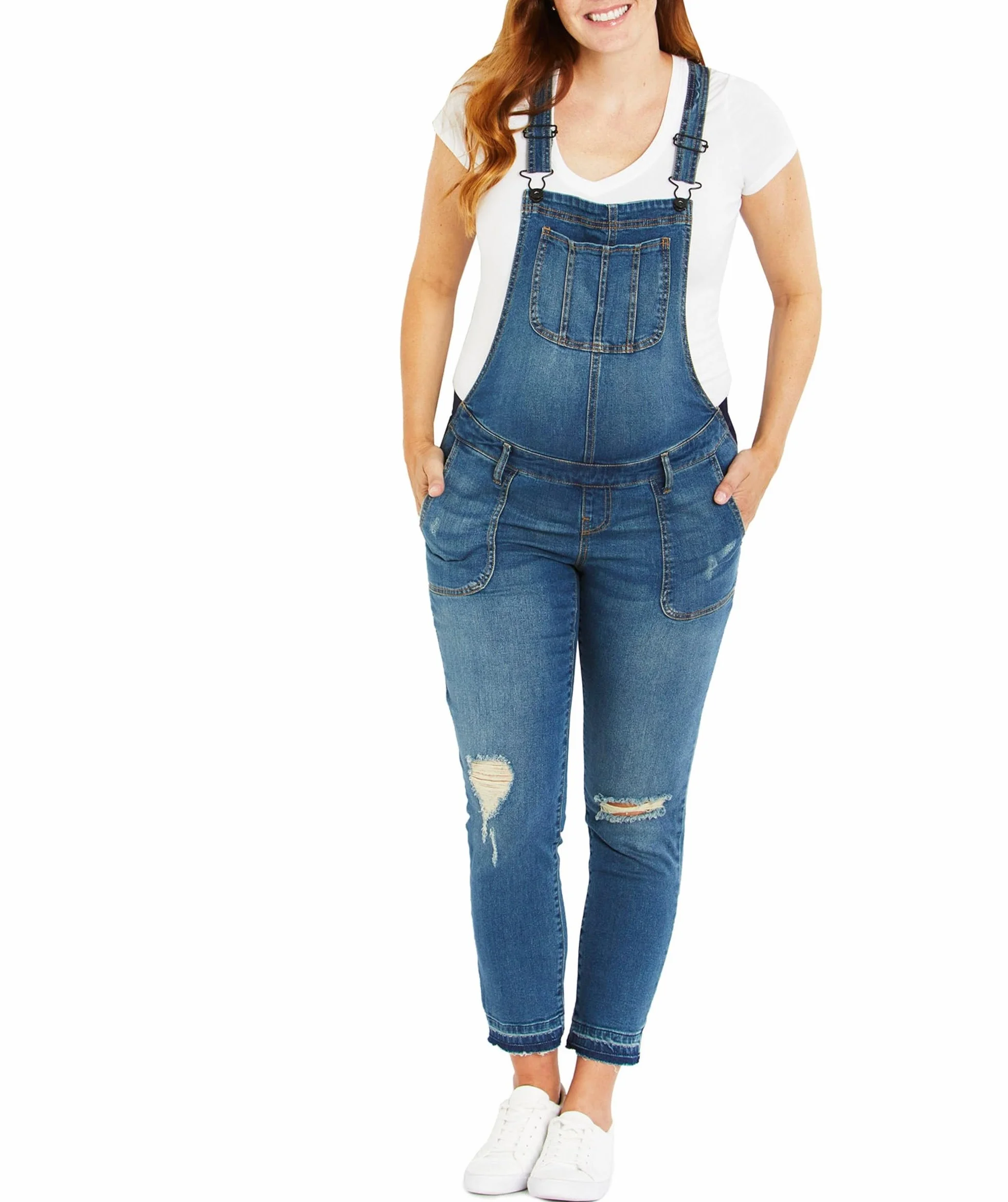 Motherhood Maternity Salopette en Jean Skinny Longueur Cheville avec Empiècement Latéral Jeans Femme (Lot de 1)