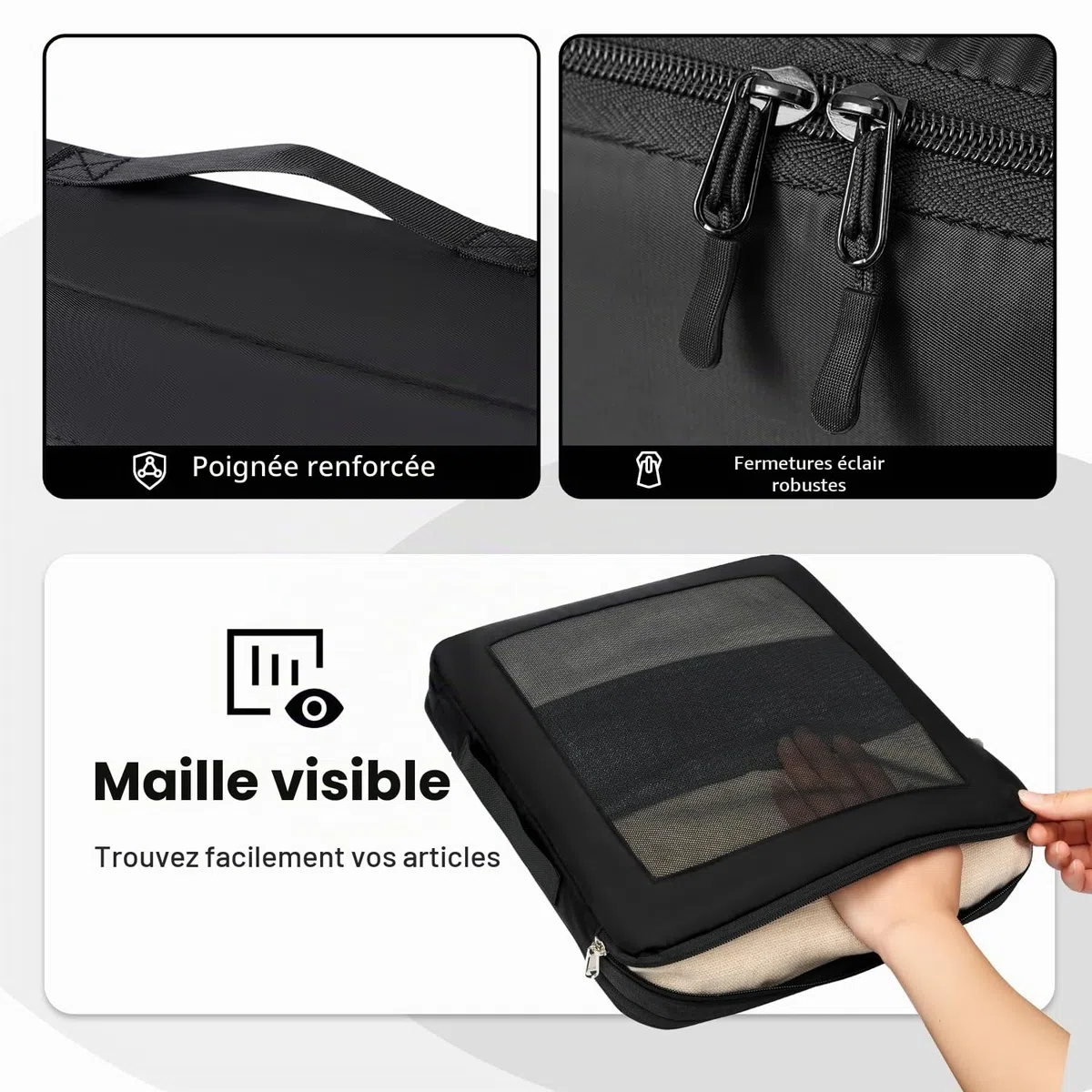 Cubes de rangement pour valise, lot de 10, organiseurs de bagages légers, cubes de rangement pour accessoires de voyage