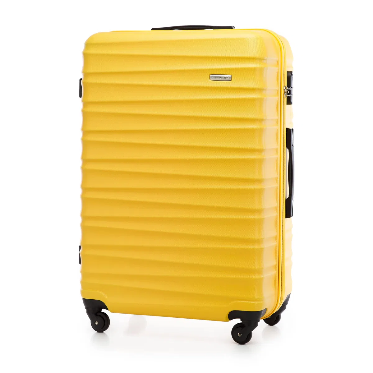 WITTCHEN Valise Grande Taille Valise de Voyage à roulettes Coque Rigide ABS 4 roulettes Spinner Serrure à Combinaison Poignée télescopique Groove Line Taille XL Jaune Air France/Easyjet/Ryanair