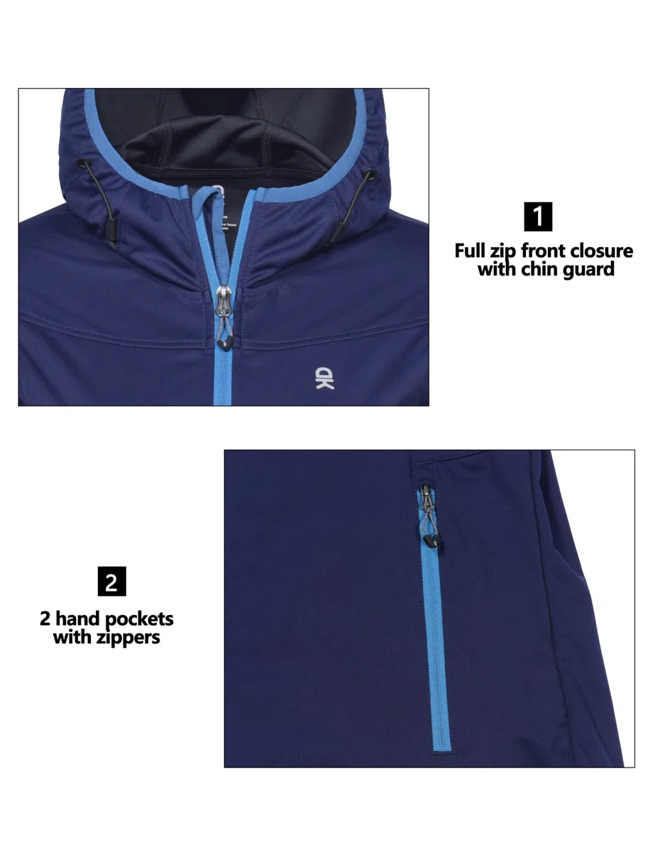 Little Donkey Andy - Veste coupe softshell légère à capuche pour femme pour course à pied, voyage, randonnée, coupe-vent et imperméable