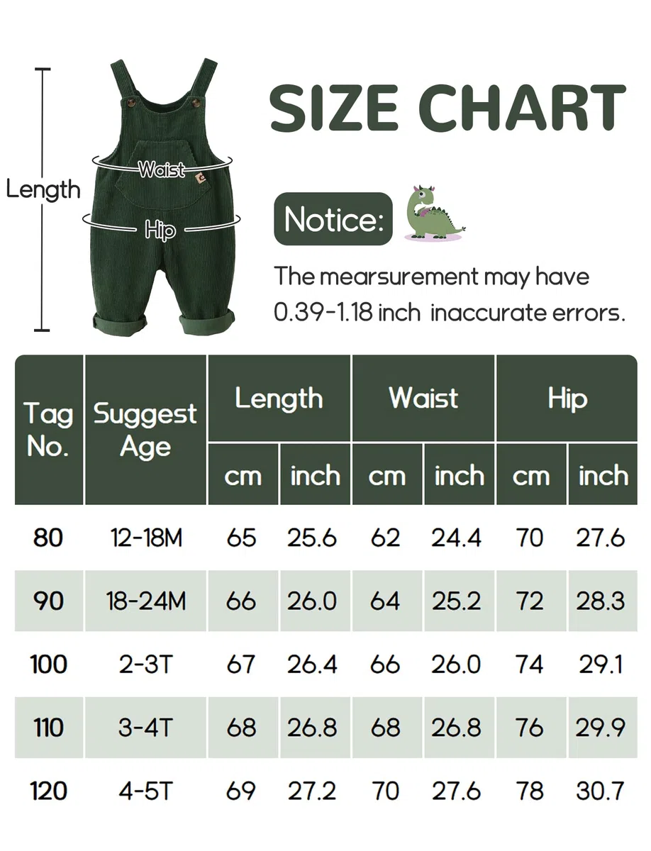 Salopette en Velours Côtelé pour Bébé Garçon Fille Combinaison Pantalon avec Bretelles 1-5 ans