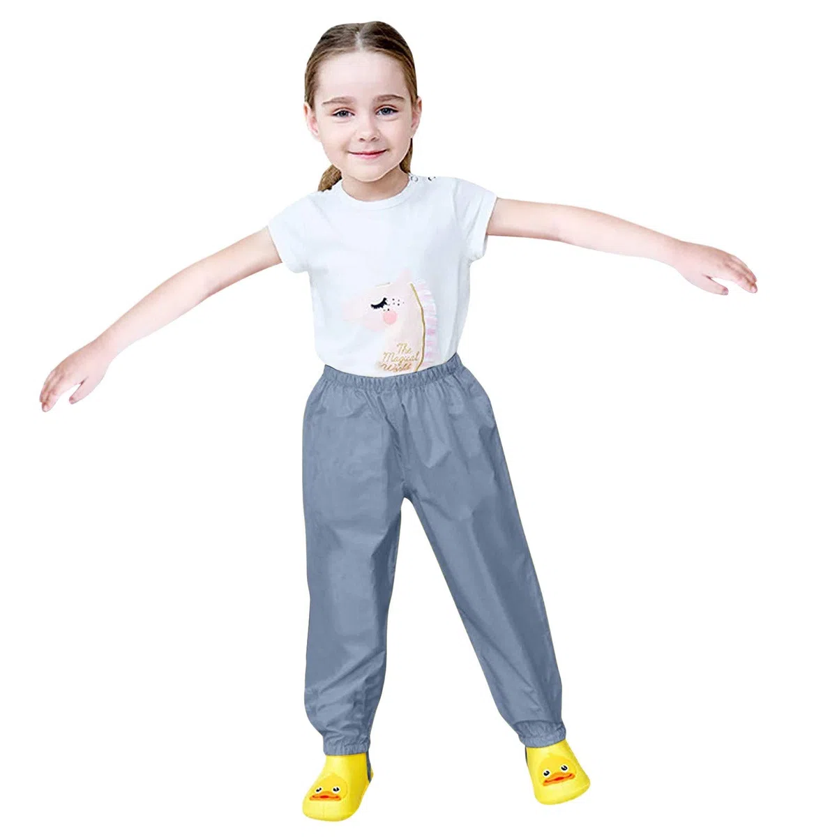 Pantalon de pluie élastique uni pour bébé garçon et fille - Baggy - Confortable - Droit - Imperméable - Pantalon long pour tout-petits - Barboteuse d'extérieur - Combinaison pour filles - Pantalon