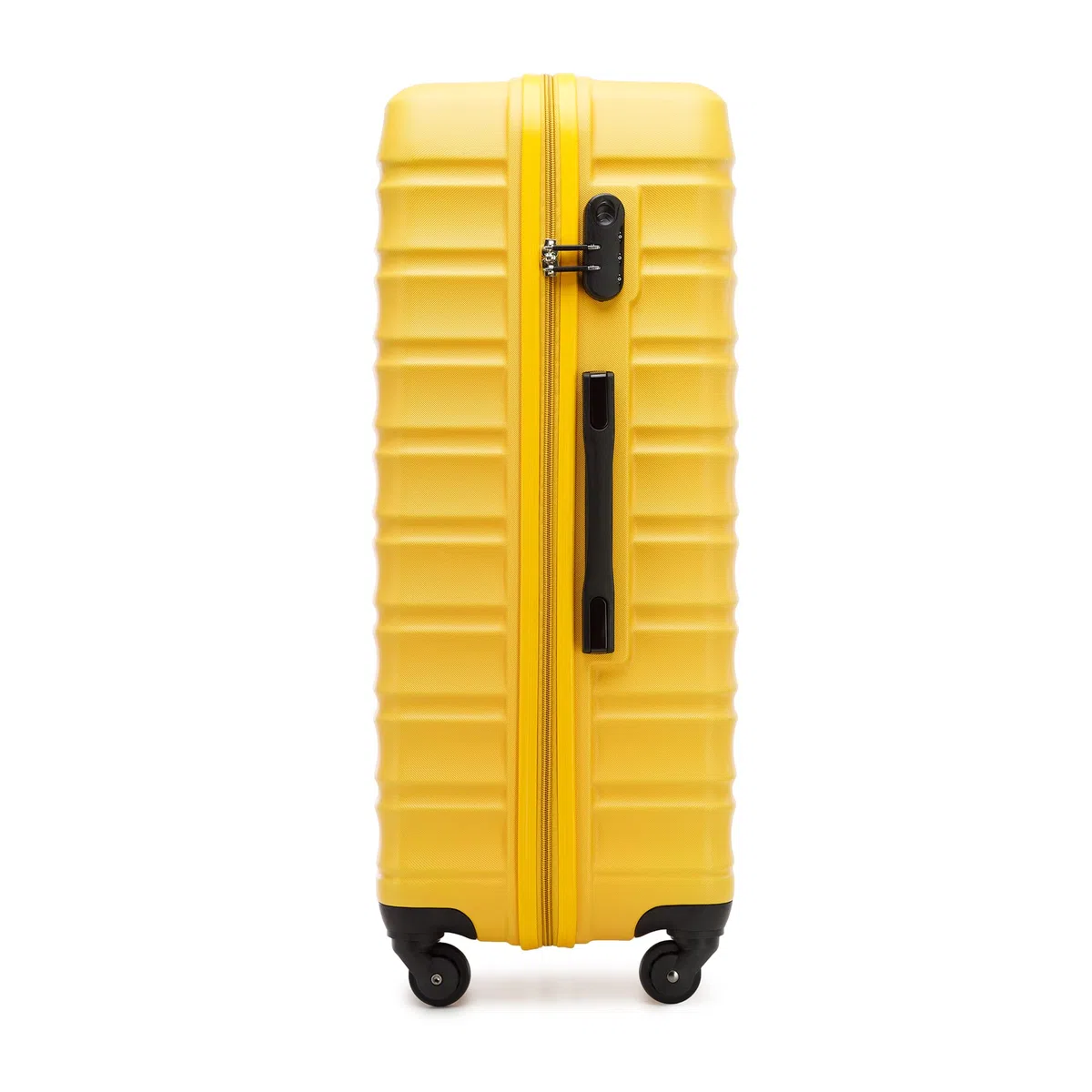 WITTCHEN Valise Grande Taille Valise de Voyage à roulettes Coque Rigide ABS 4 roulettes Spinner Serrure à Combinaison Poignée télescopique Groove Line Taille XL Jaune Air France/Easyjet/Ryanair