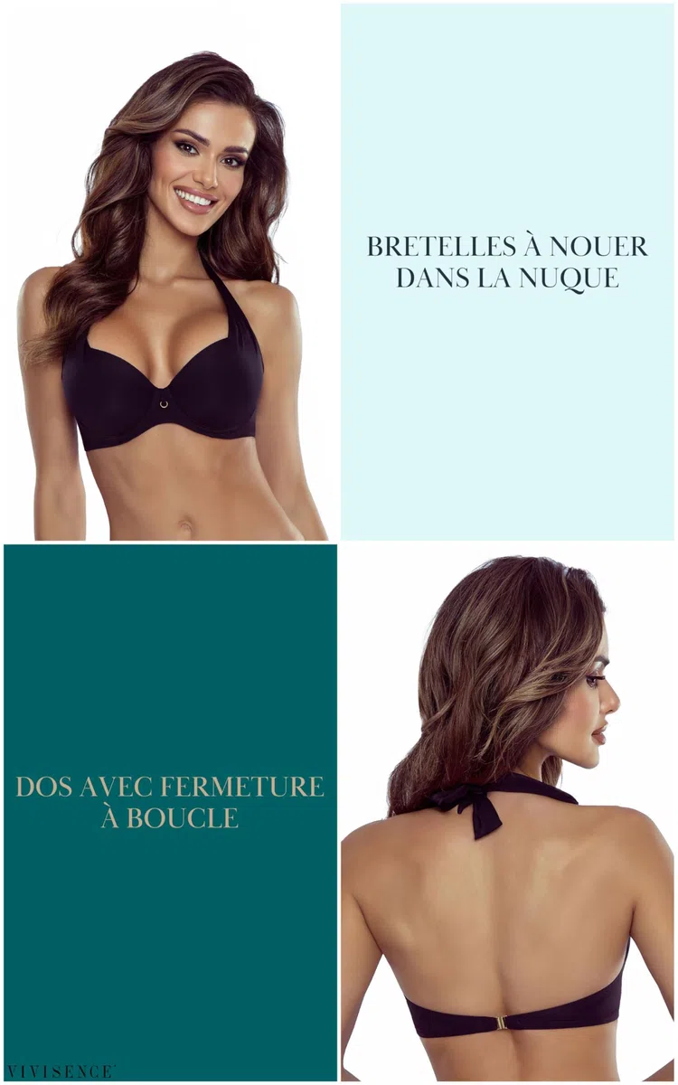 VIVISENCE Soutien-Gorge De Bain Push-Up Haut De Maillot De Bain 3228