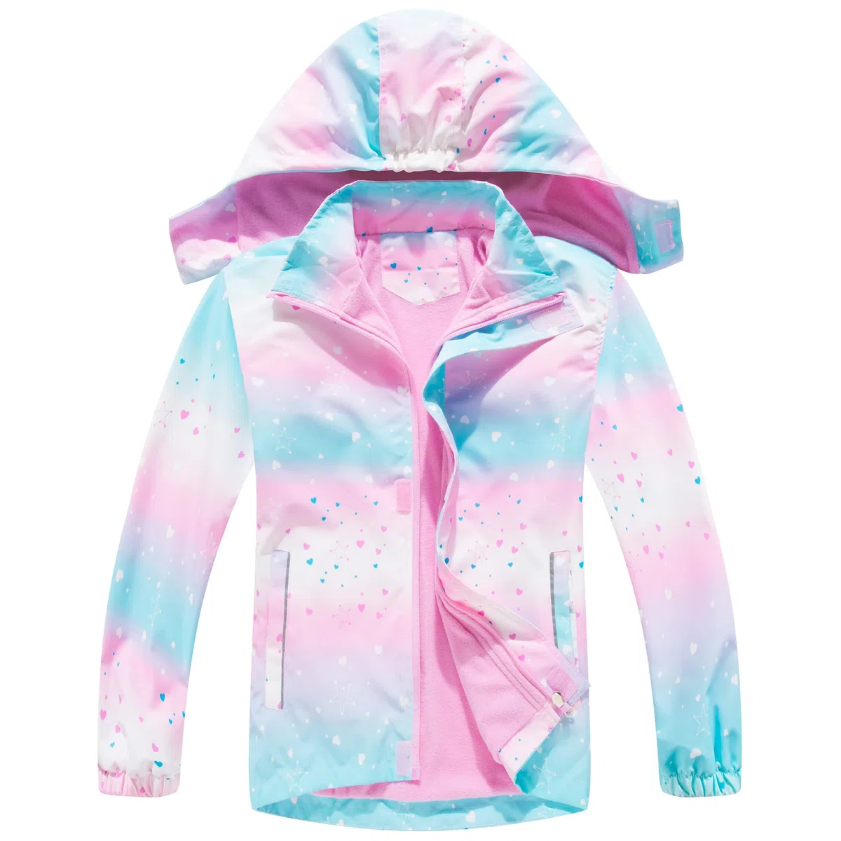 Fewlby Blouson Imperméable Filles - Manteaux Imperméables à Capuche Veste de Pluie pour Enfants Coupe Vent Veste de Pluie Légère Printemps Automne 9-10 Ans