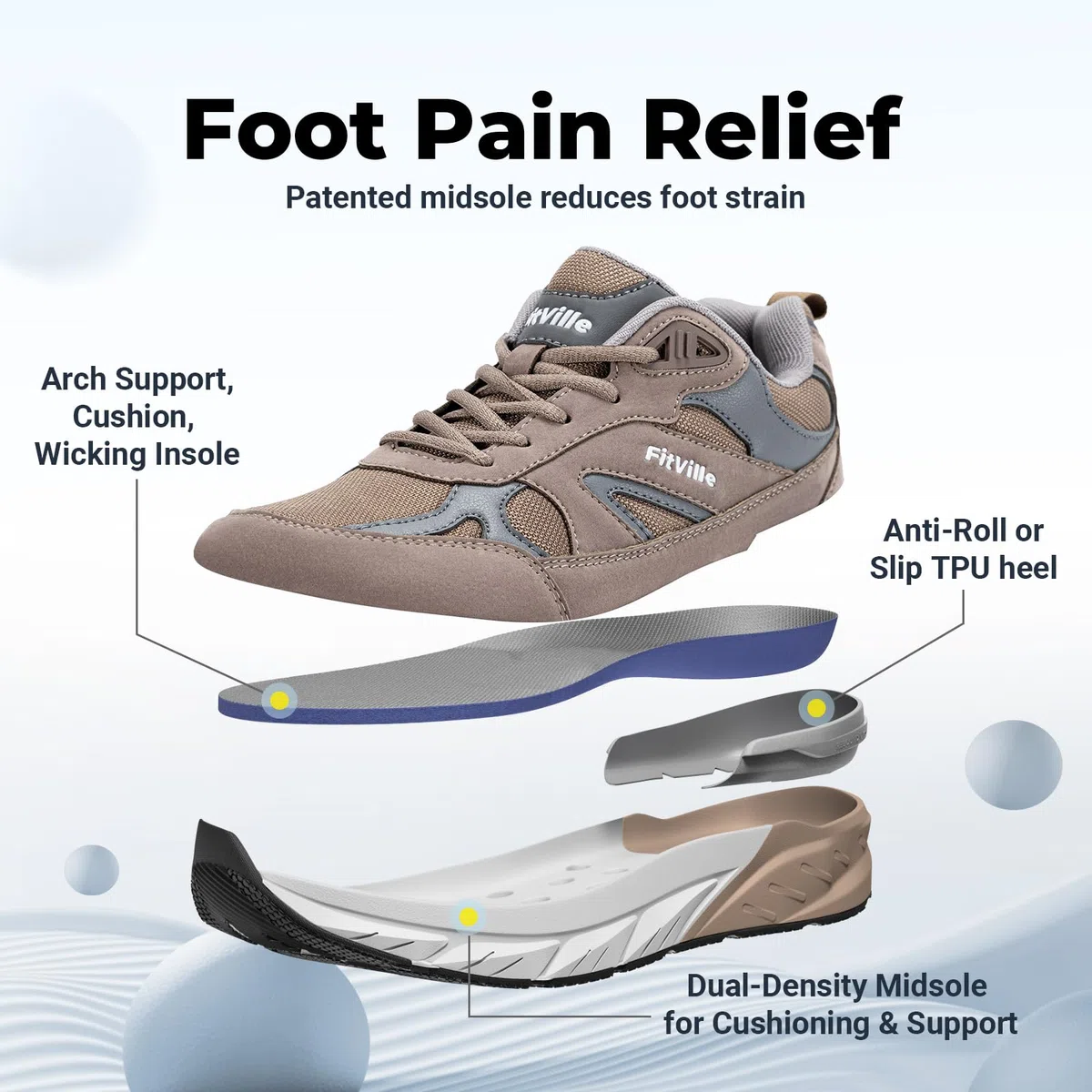 FitVille Chaussures Sport Homme Pied Large Baskets Running Antidérapant Respirant Course Jogging Marche