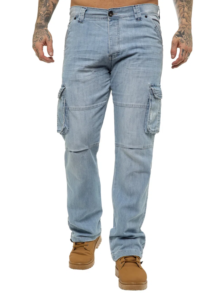 Pantalon Cargo Jeans Coupe Classique Coton Homme avec 6 Poches