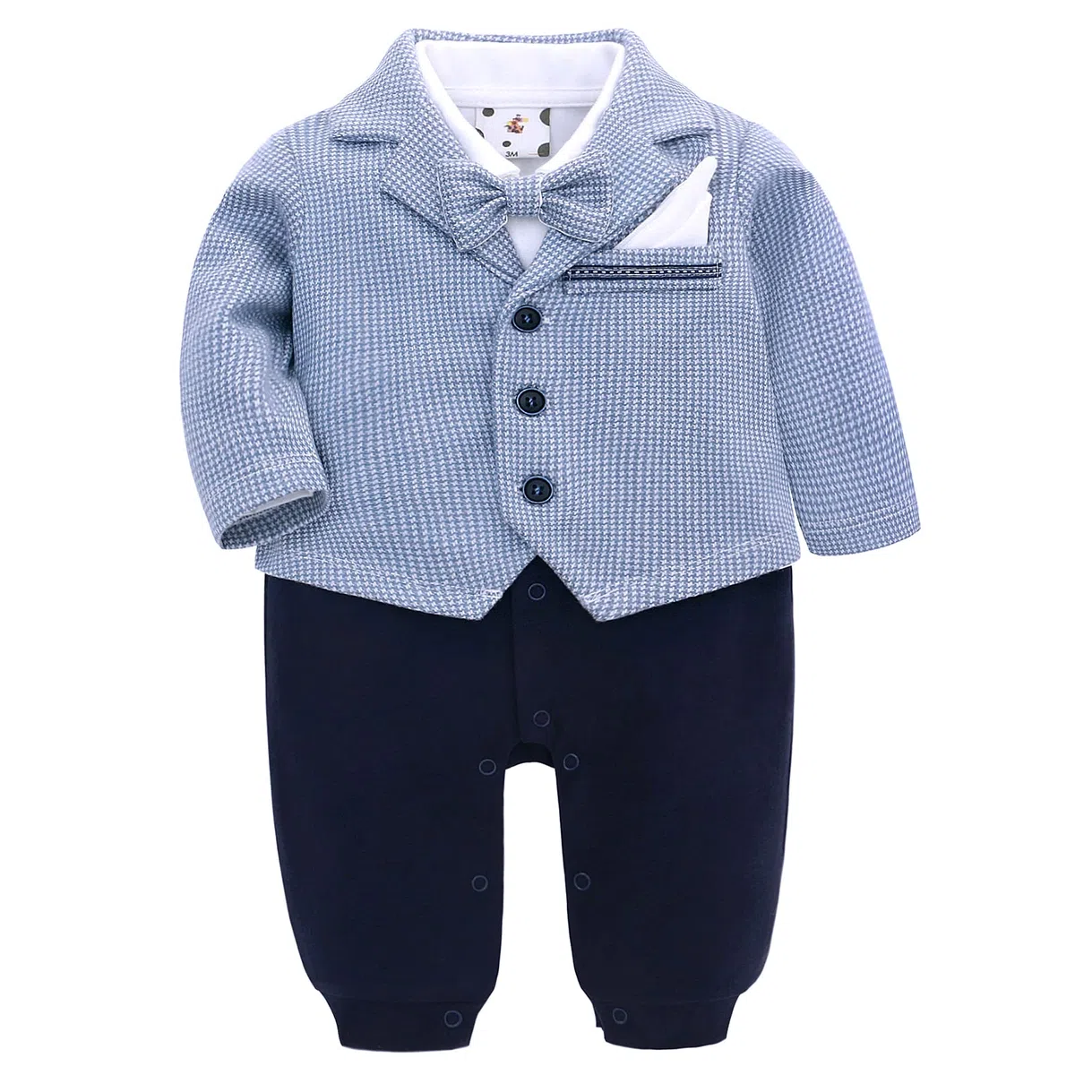famuka Bébé garçon Smokings Costumes et Vestons Costume de fête Veste de Smoking bébé garçon baptême Mariage séance Photo (Bleu, 18M)