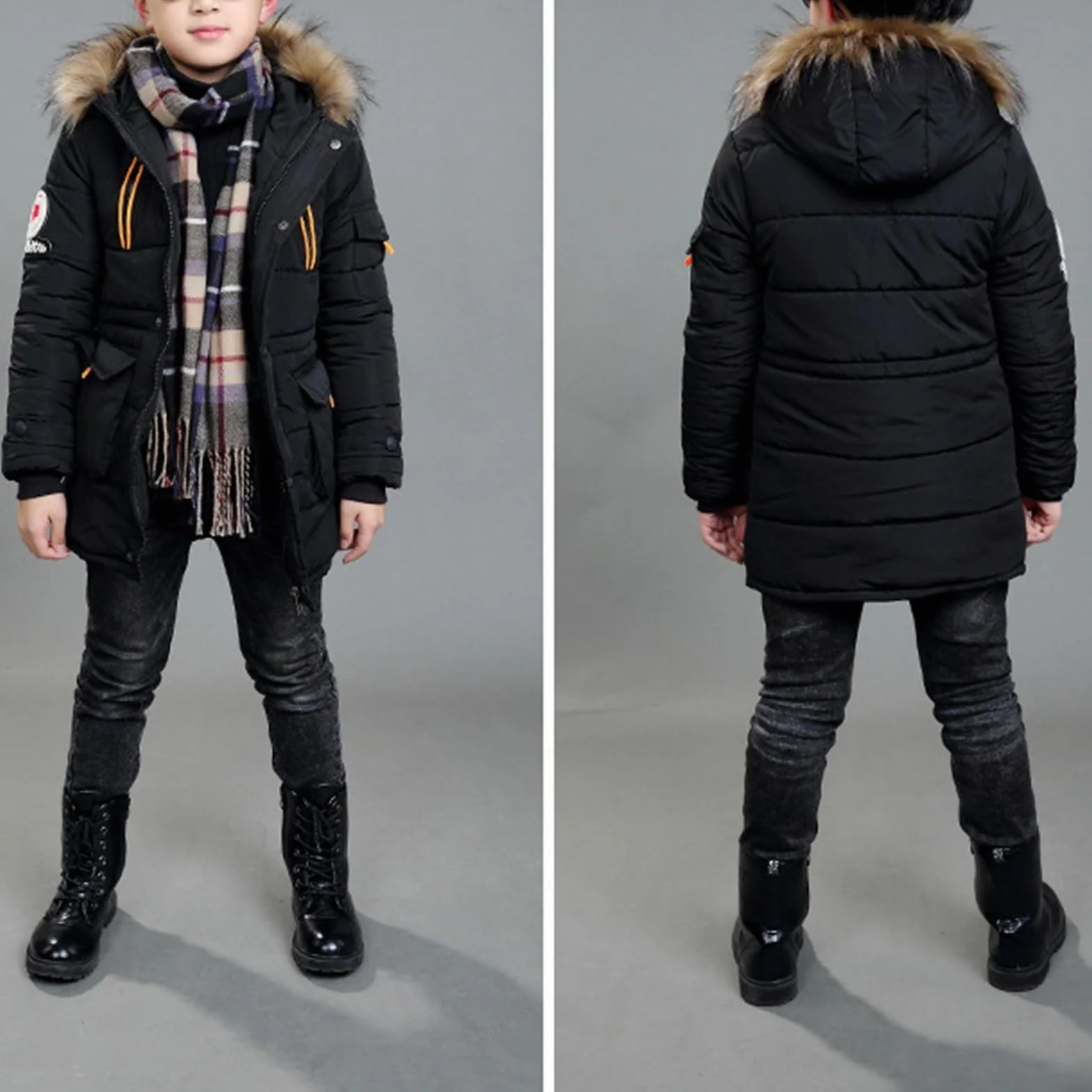 Veste en duvet pour garçons - Rembourrée - Chaud - Manteau d'hiver décontracté - Parka d'extérieur matelassée épaisse et confortable