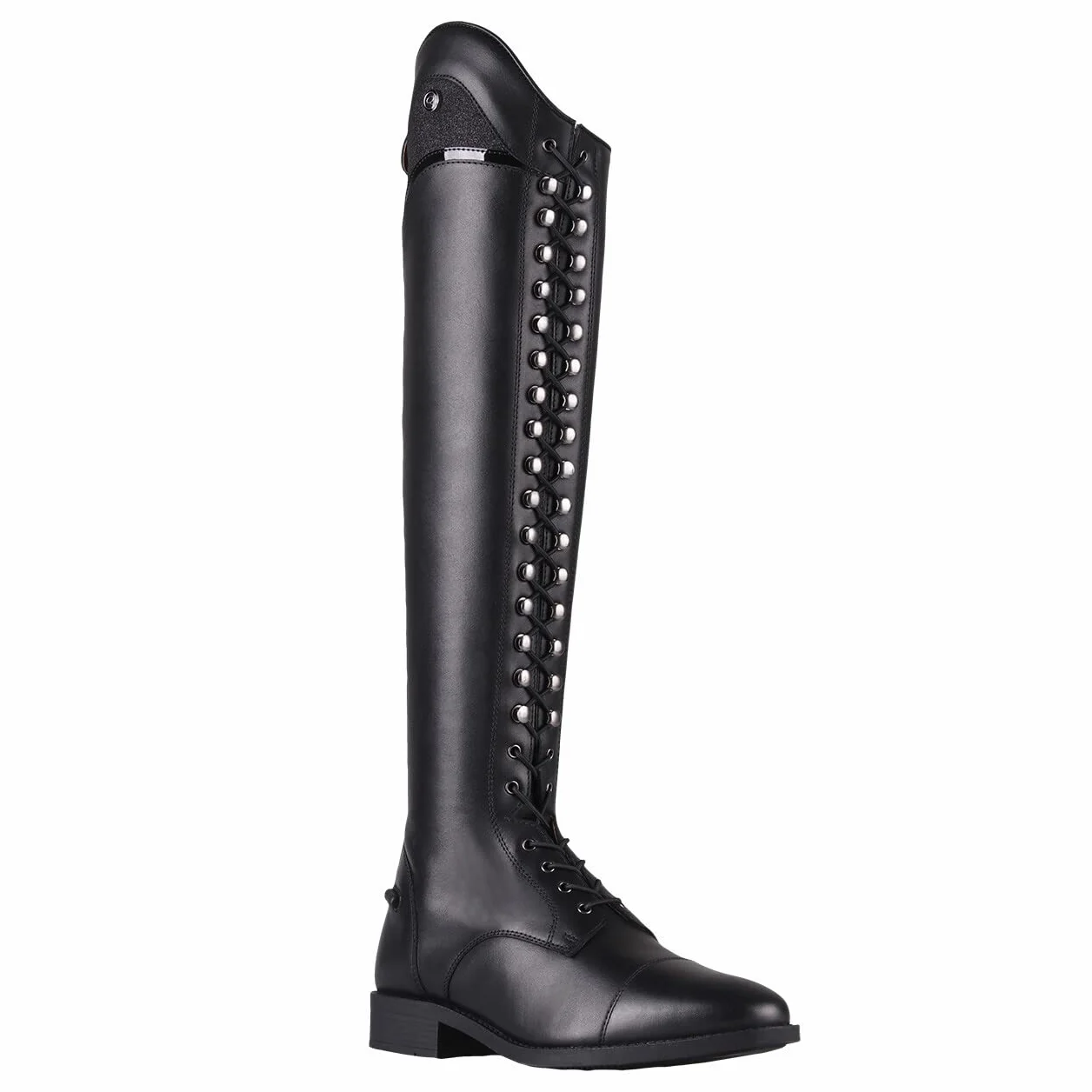 QHP Hailey Bottes d'équitation larges à lacets pour adulte Noir