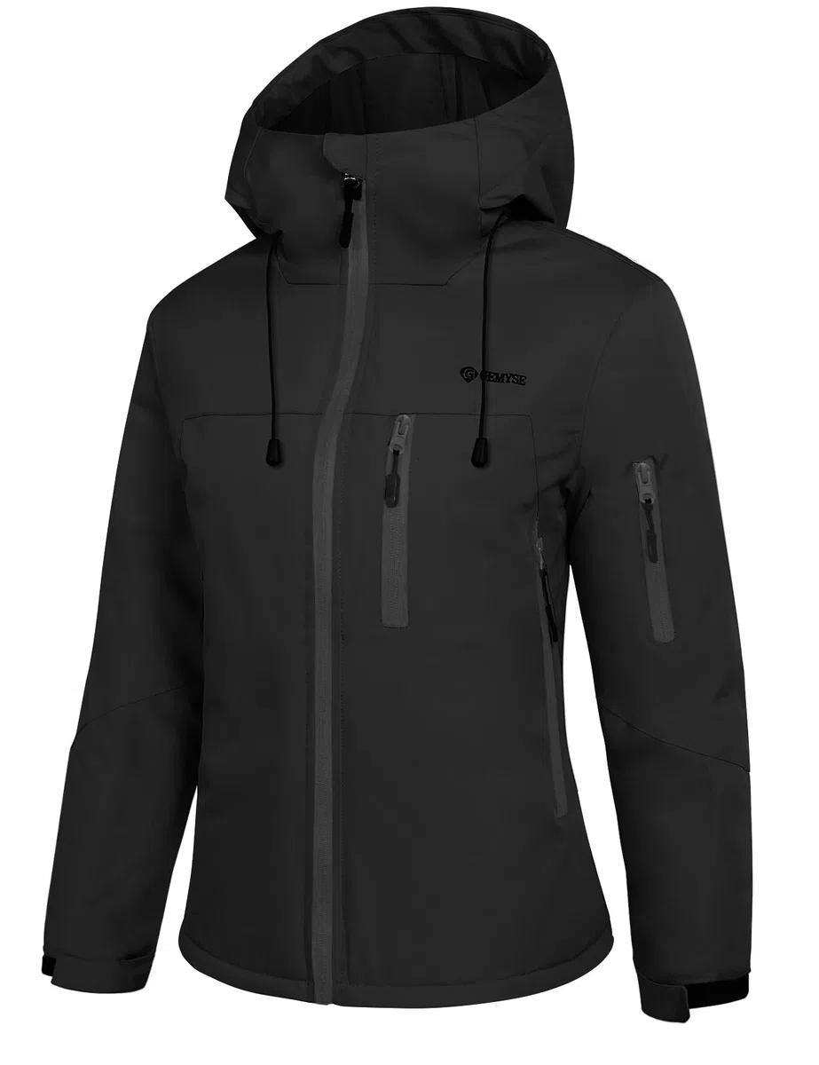 GEMYSE Veste de Ski Femme Imperméable et Coupe-Vent Manteau Chaud avec Capuche Réglable et Ourlet Ajustable pour Randonnée et Neige