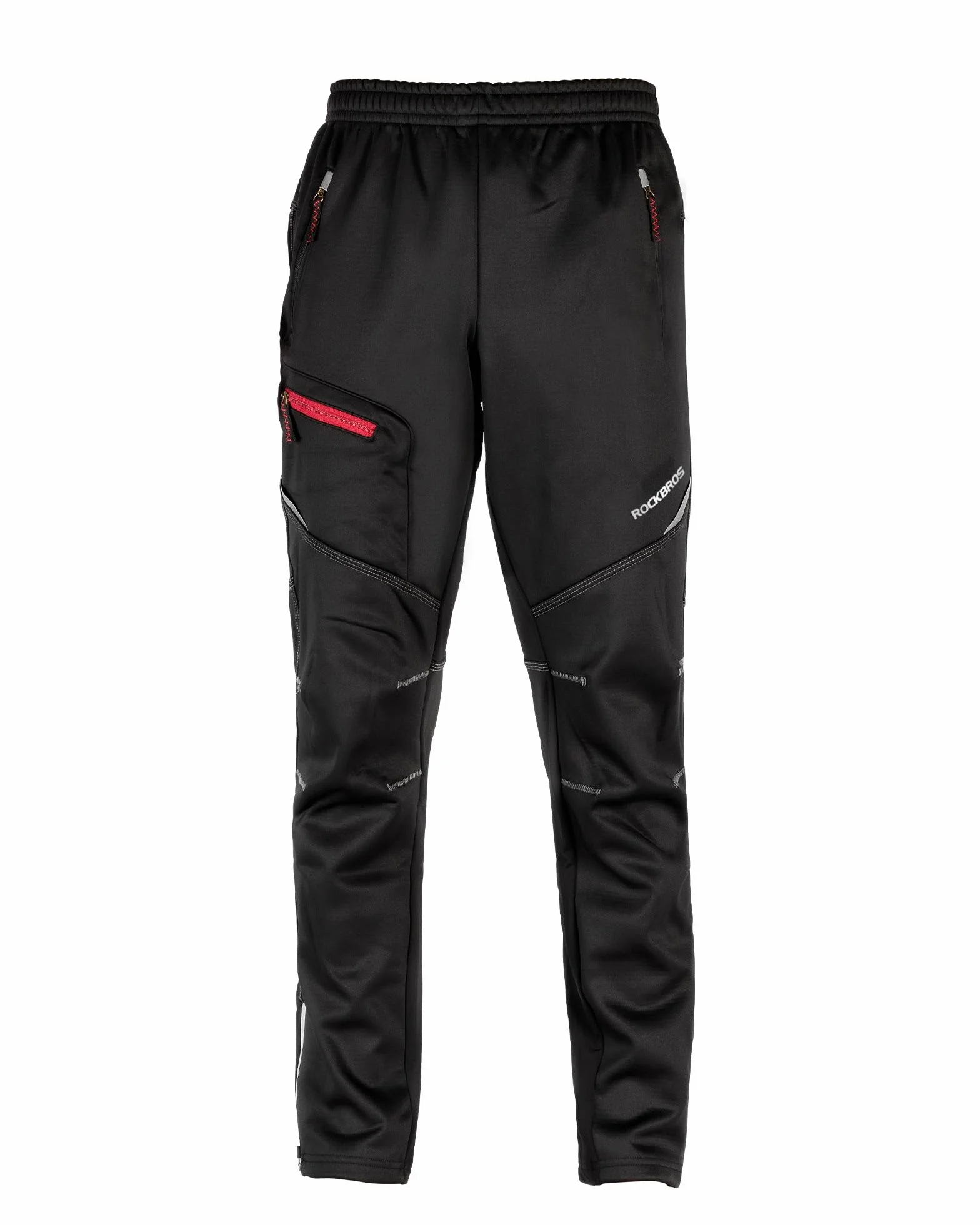 ROCKBROS Cyclisme Pantalon Polaire Vélo VTT Homme pour Sport d'hiver Thermique Coupe-Vent Imperméable Réfléchissants Noir M-4XL