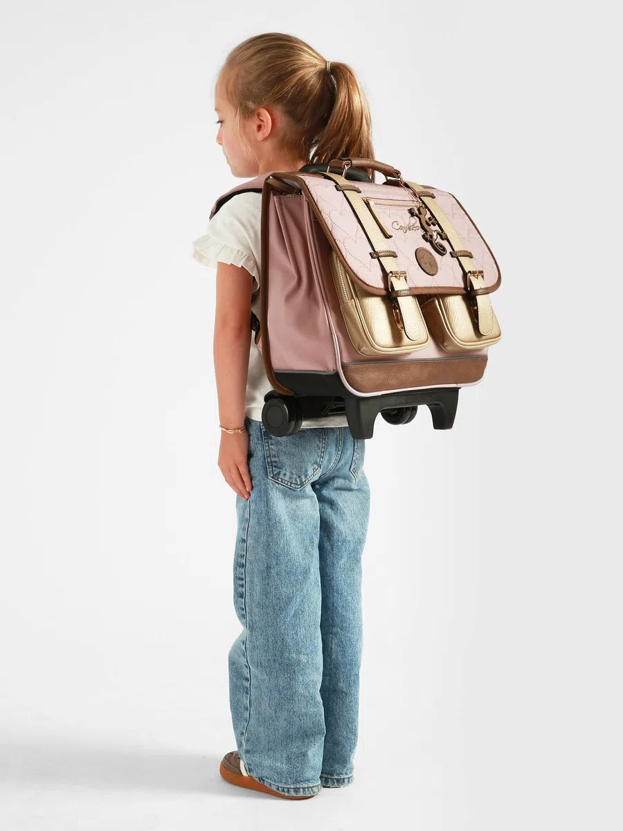 Cameleon Cartable à roulettes Rose 38cm Vintage Fantasy avec 2 compartiments - Idéal pour l'école primaire et la rentrée scolaire en CP, CE1 et CE2 pour fille et garçon
