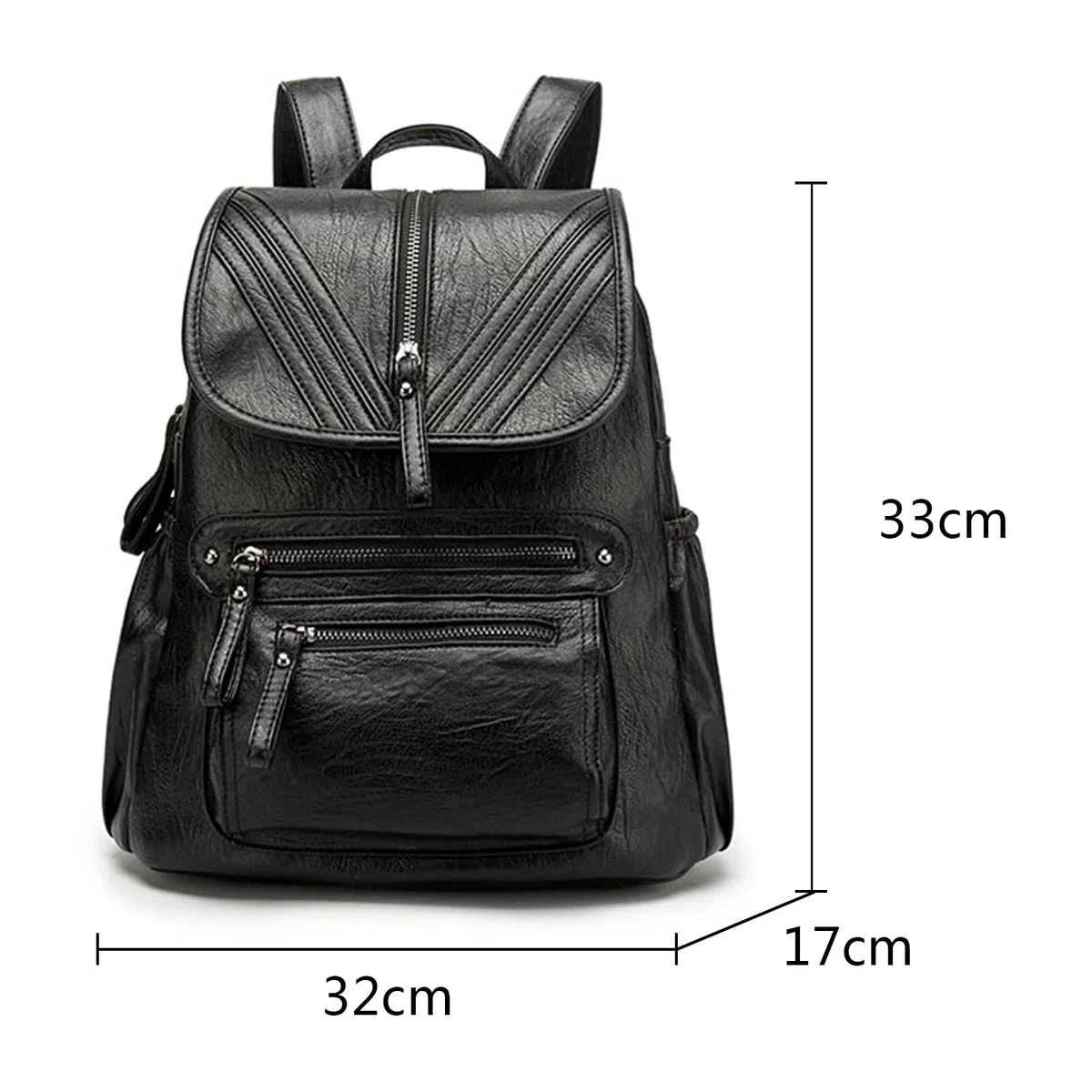 Sac à dos Femme Cuir Étanche Mode Grande capacité Sacs portés dos Fille Femmes Voyage Sac a dos Noir