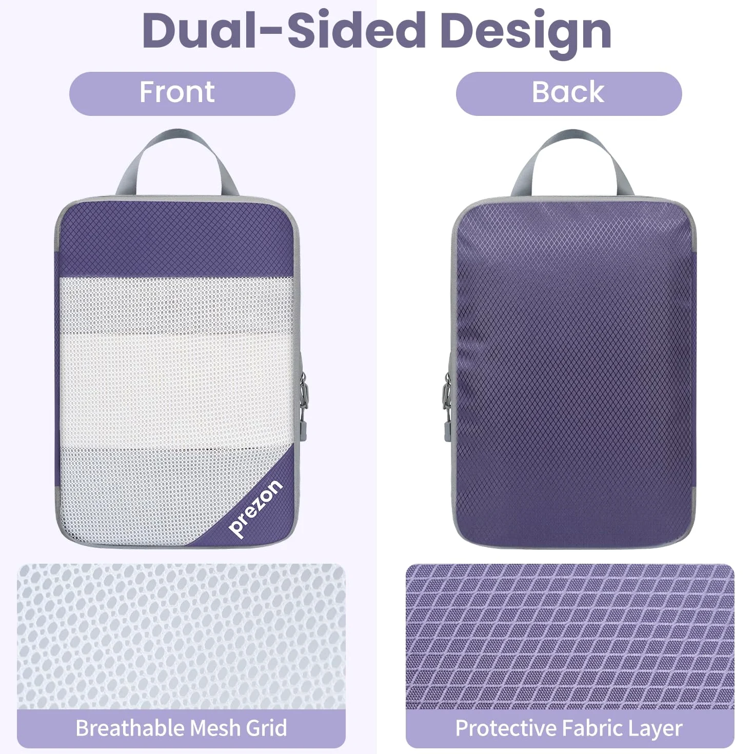 Versatile 6-Set Compression Hollow Packing Cubes, Conception en maille transparente, Peu encombrant et léger, Organiseur de bagages portable et durable, Indigo