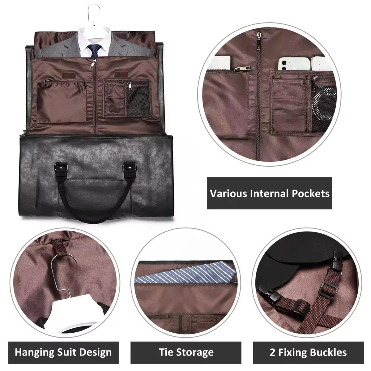 Sac de Voyage Pliable,Housse Costume Homme,Sac De Vêtements Pliable, avec Pochette À Chaussures,Sac De Costume Suspendu De ge