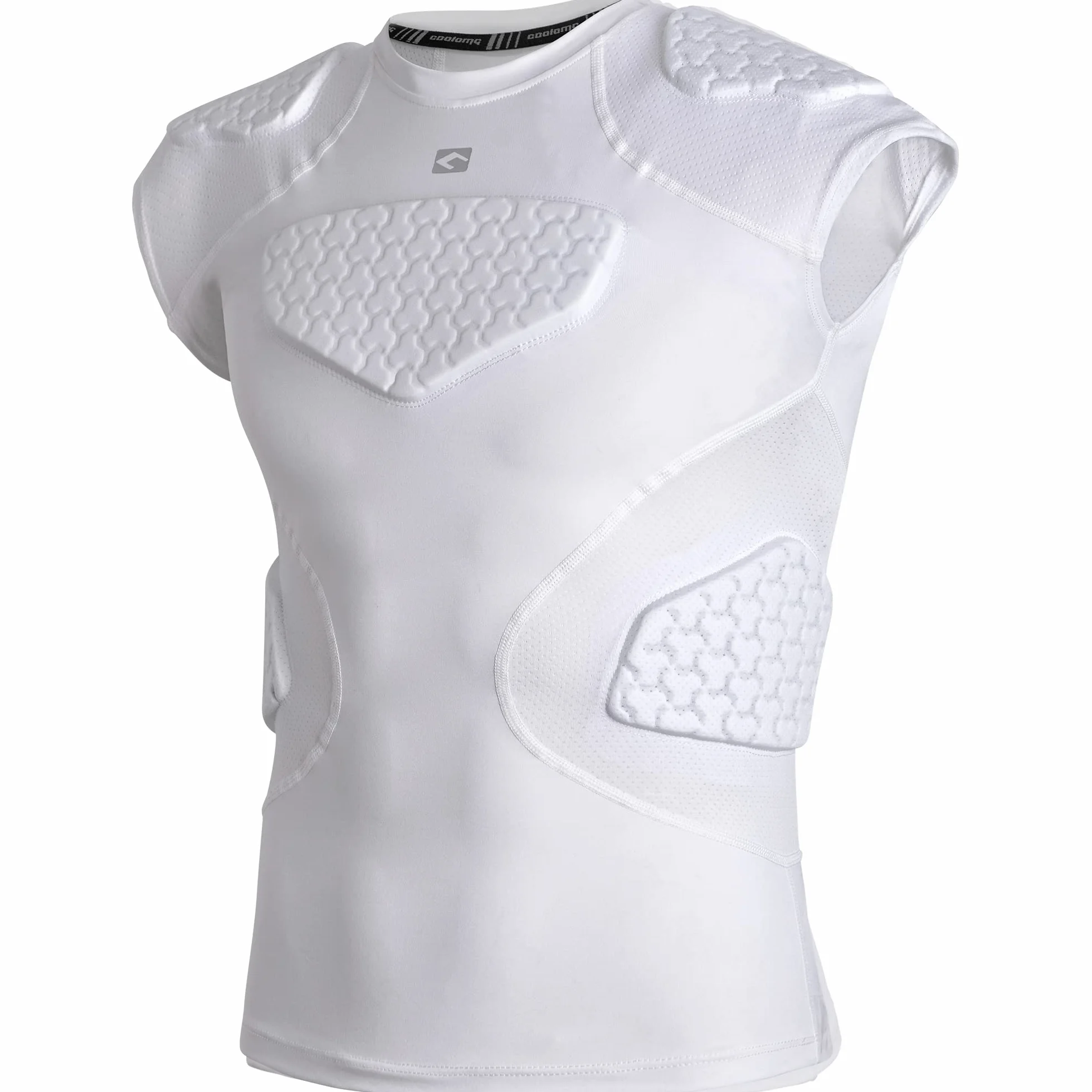 COOLOMG T-shirt de football rembourré pour garçon - Protection des épaules - Protection du buste - T-shirt de compression pour enfant