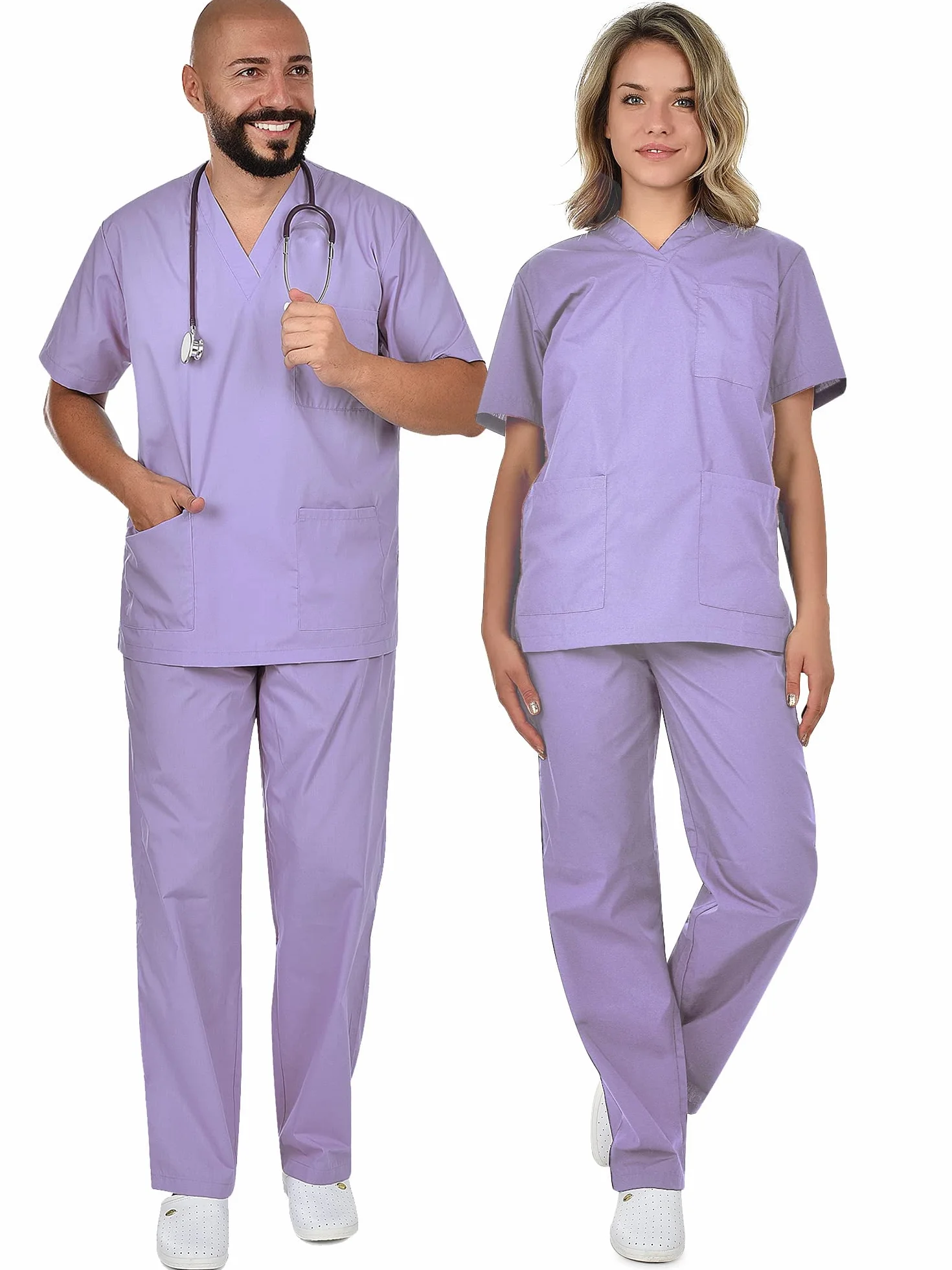 B-well Cesare Uniforme Médicale Unisexes Ensemble: Haut et Pantalons + Blouse Medicale Femme/Homme - Tenue Aide Soignante Professionnelle