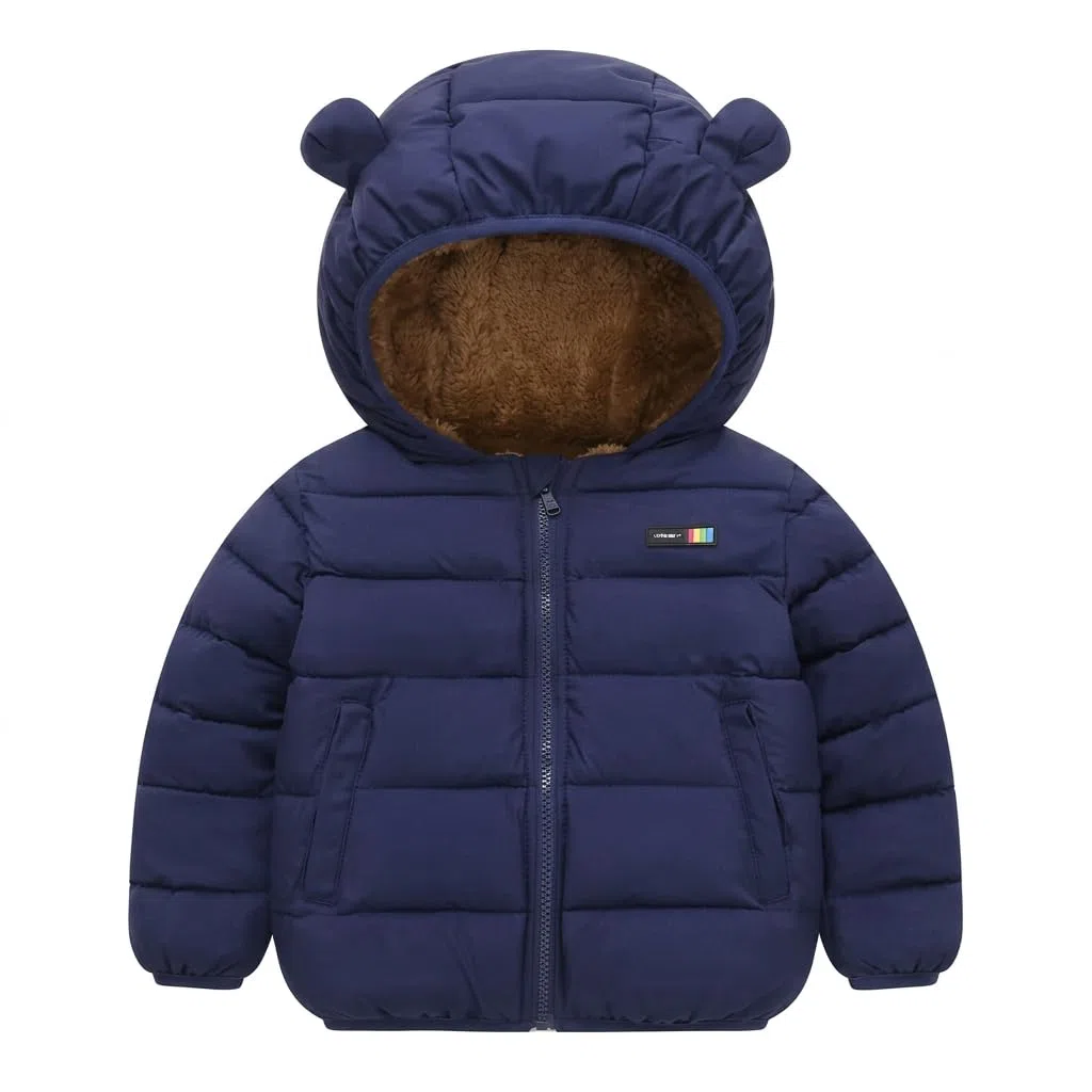 Générique Veste doudoune à Capuche Manteaux Doublure Polaire Parka Blouson pour enfant, bleu, 4 ans