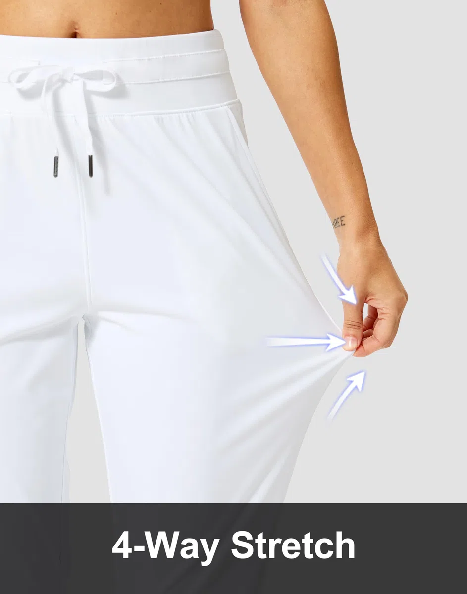 Soothfeel Pantalon de survêtement extensible 7/8 pour femme, taille haute, avec 4 poches, pour voyage, athlétisme, travail, golf