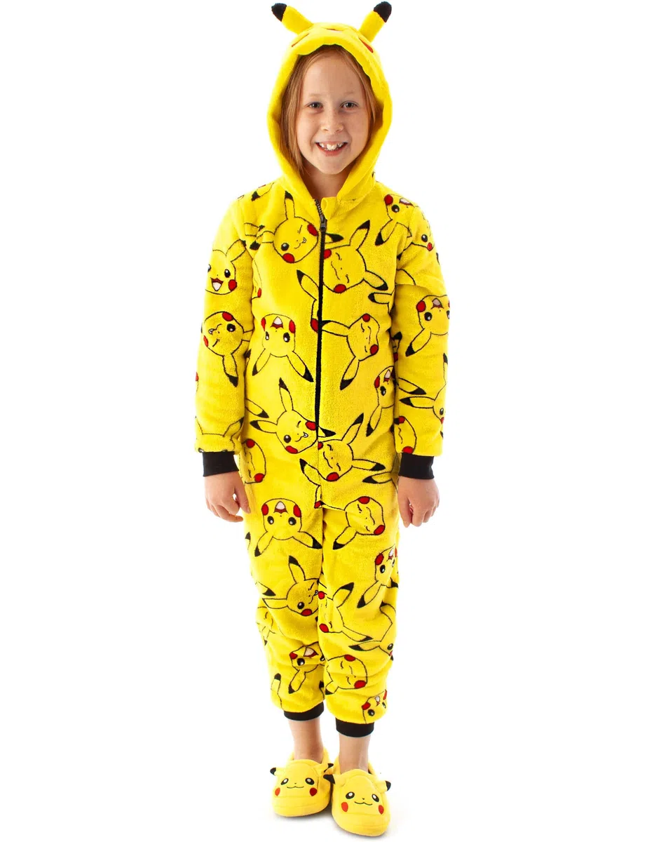 Pokemon Grenouillère pour garçon Pikachu jaune oreilles 3D enfant tout en un 7-8 ans
