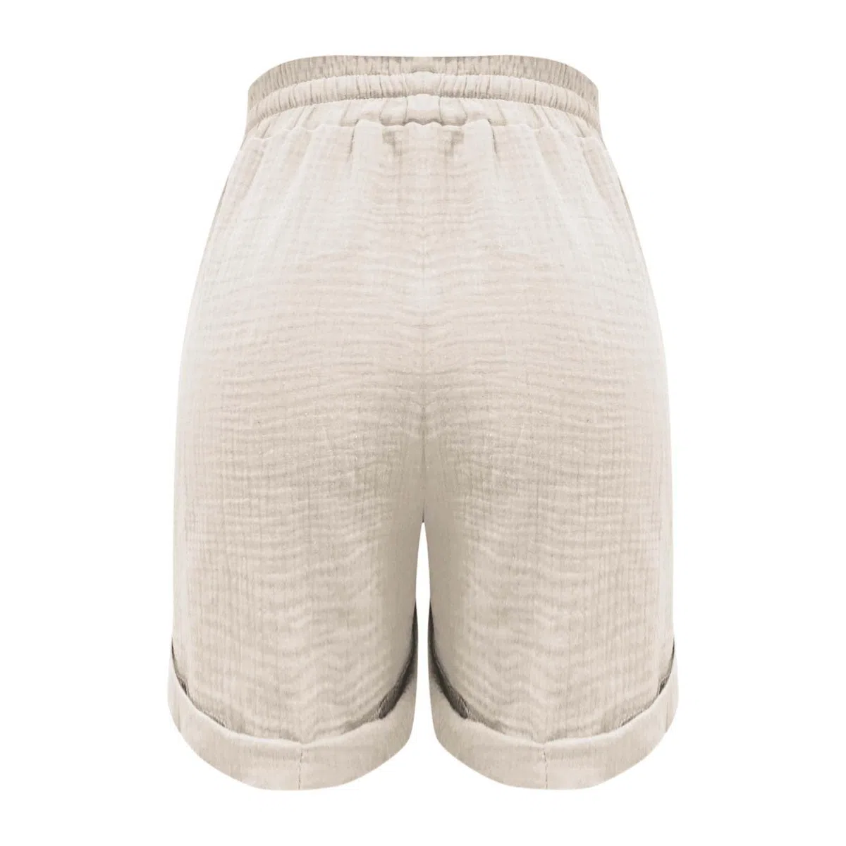 Shorts Femme Gaze de Coton Grande Taille Été Fluide Lin Sport Décontracté avec Cordon de Serrage et Poches Élastique