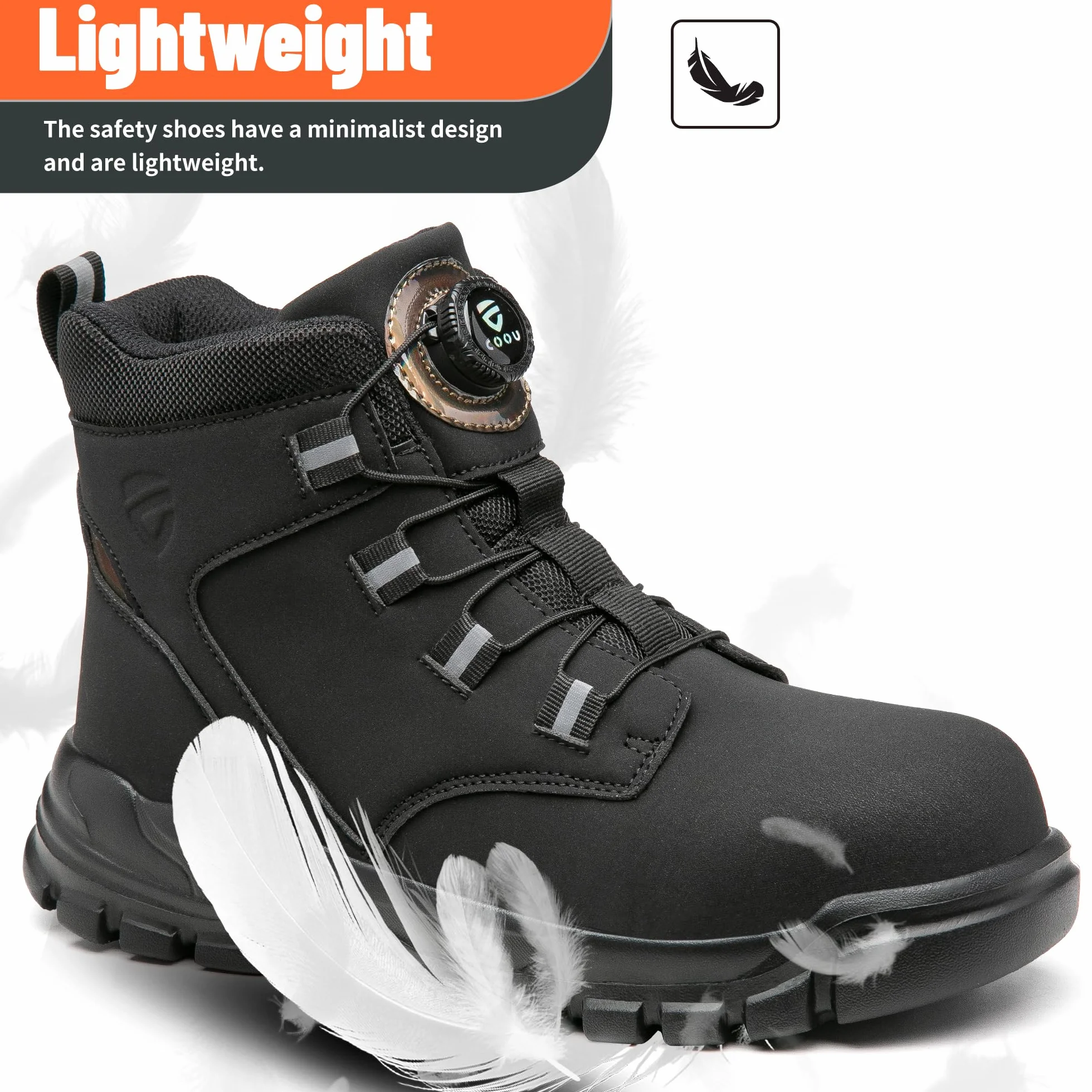 KOIFISH Chaussures de Sécurité Hommes Femmes Montante Basket de Securite Légère Confortable Bottines de Travail Embout en Acier Antidérapant