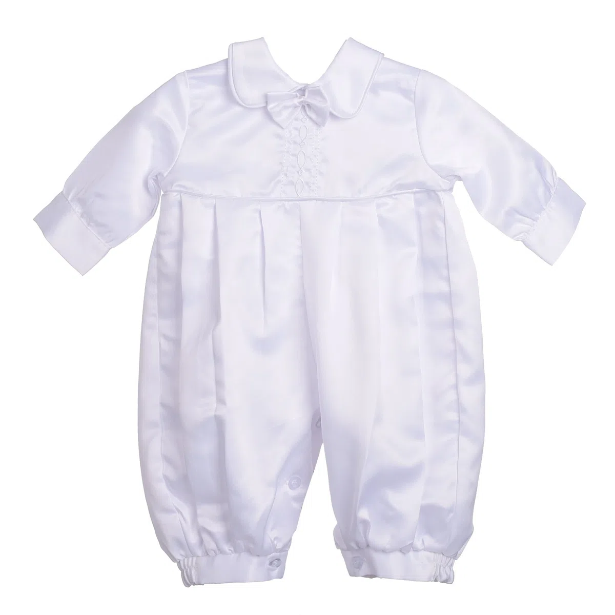 Lito Angels Barboteuse Robe Bapteme en Satin pour Bebe Fille Garcon, Body Manche Longue avec Gilet et Bonnet, Taille 0-18 Mois, Blanc