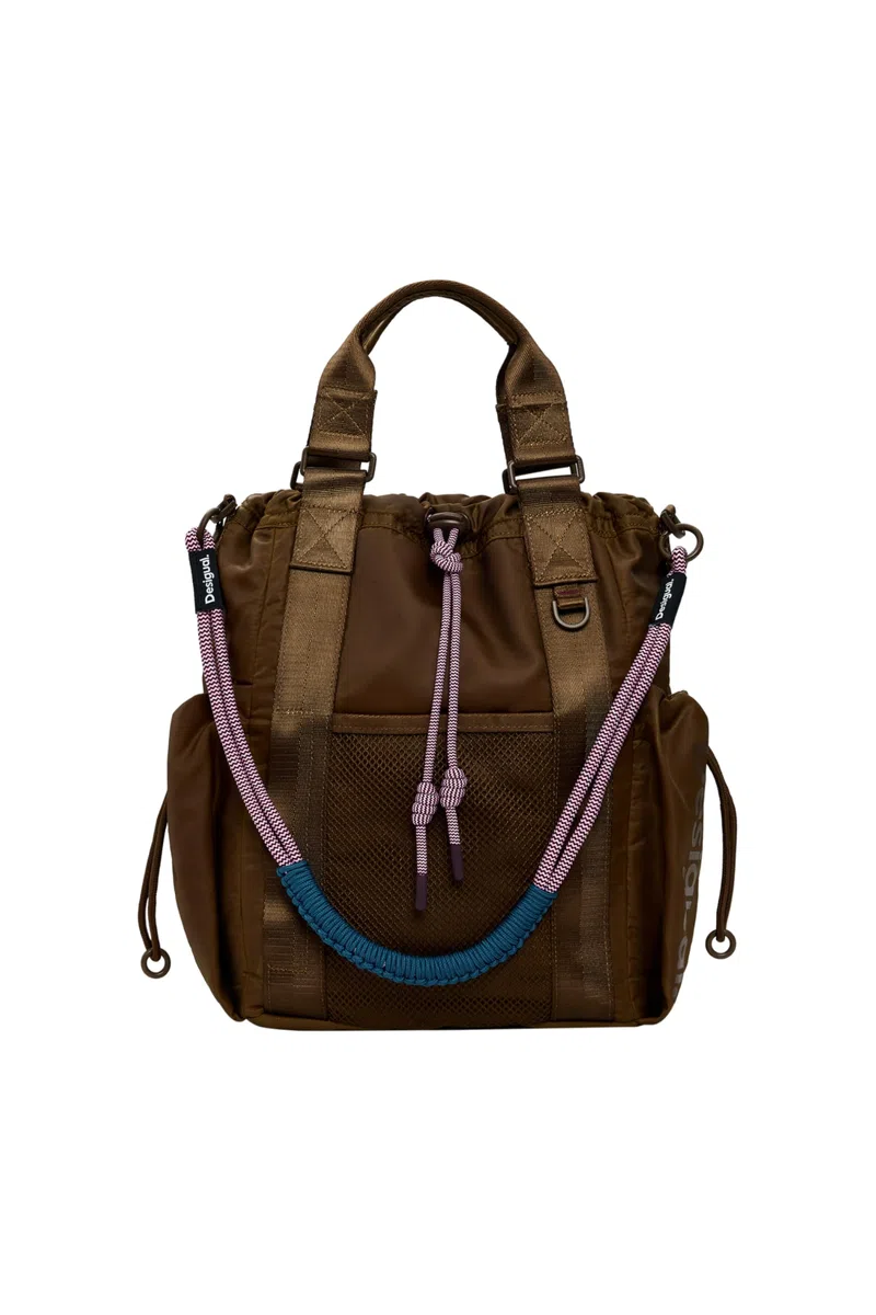 Desigual sac à dos de loisirs Neo Grunge Globe Nylon Backpack Brown brun