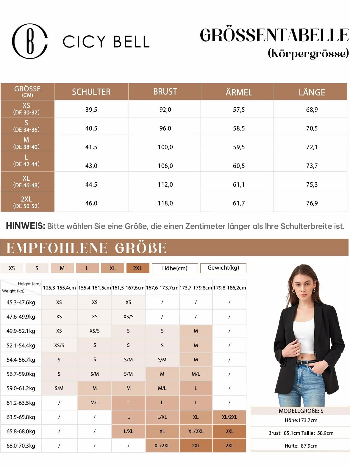 Cicy Bell Femmes Casual Blazers Front Ouvert Manches Longues Vestes De Travail Blazer