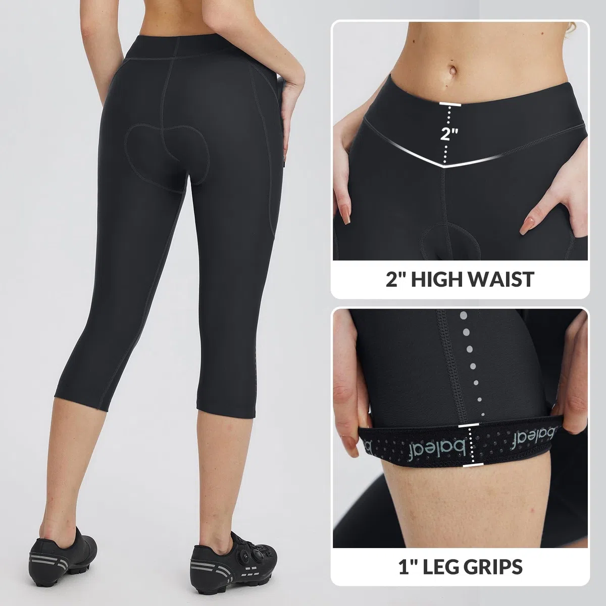 baleaf Pantalon De Cyclisme 4D Rembourré pour Femme - Taille Haute - Collants De Cyclisme avec Poches