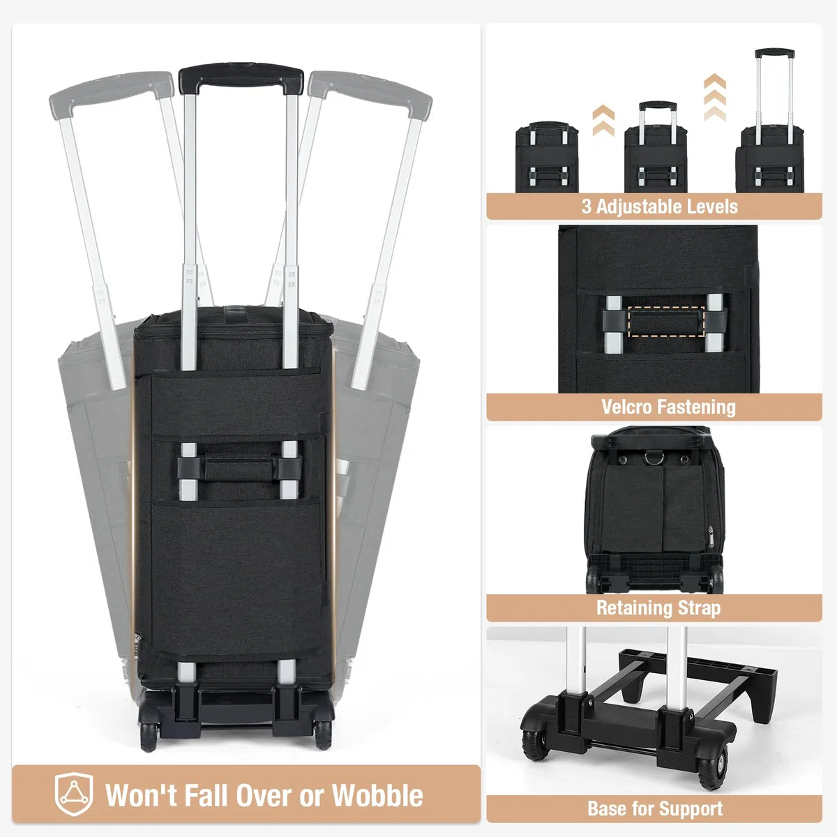 Sac à Vêtements pour Voyage avec roulettes, 3 en 1 Convertible Housses de Costume Homme, Housses de Vêtements avec Compartiment Chaussures, Sac à Bagage à Main de Voyage avec Roues, Noir