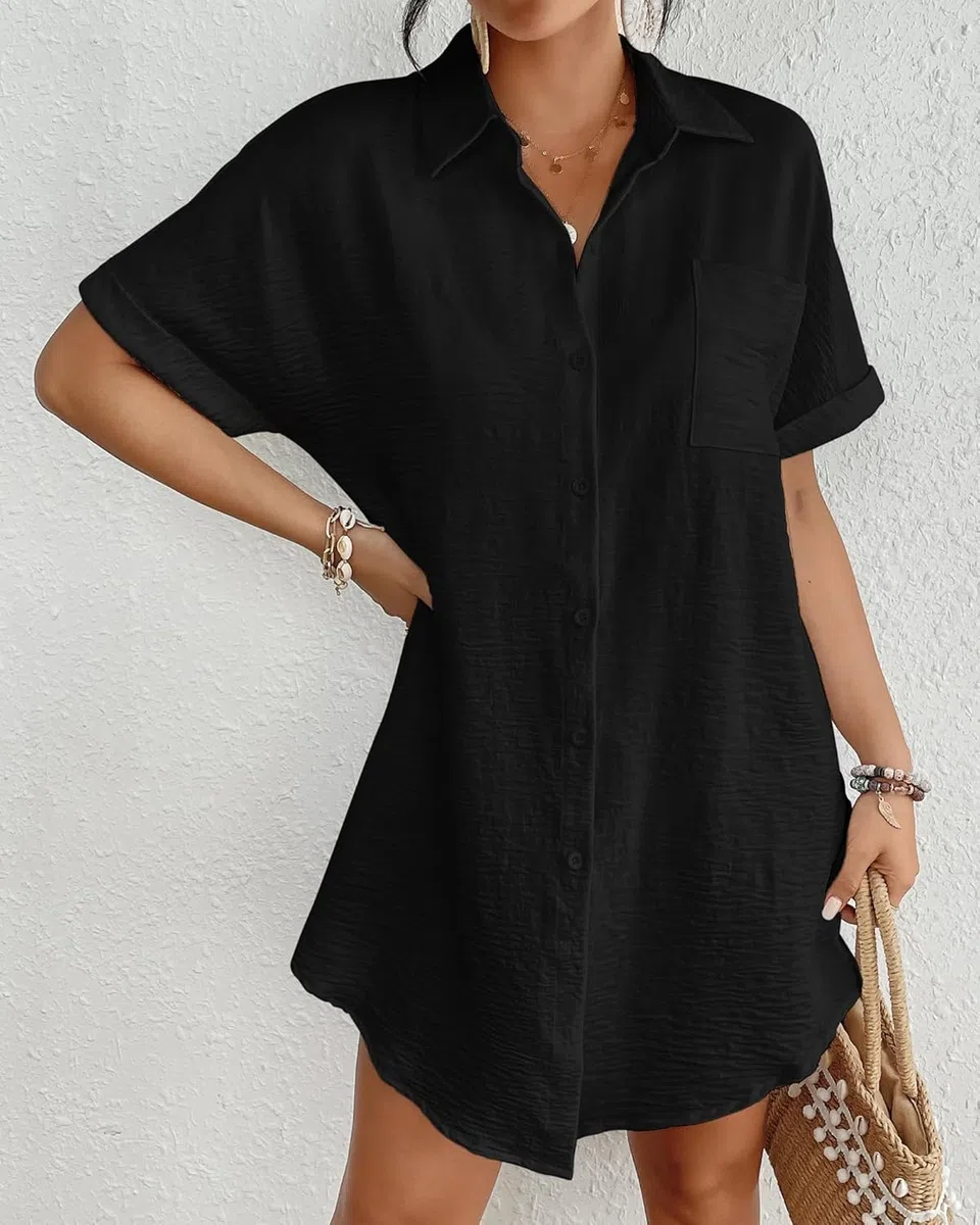 Bsubseach Femme Maillot De Bain Coverup Chemise Robe Bouton Down Maillot De Bain Cover Up Beachwear