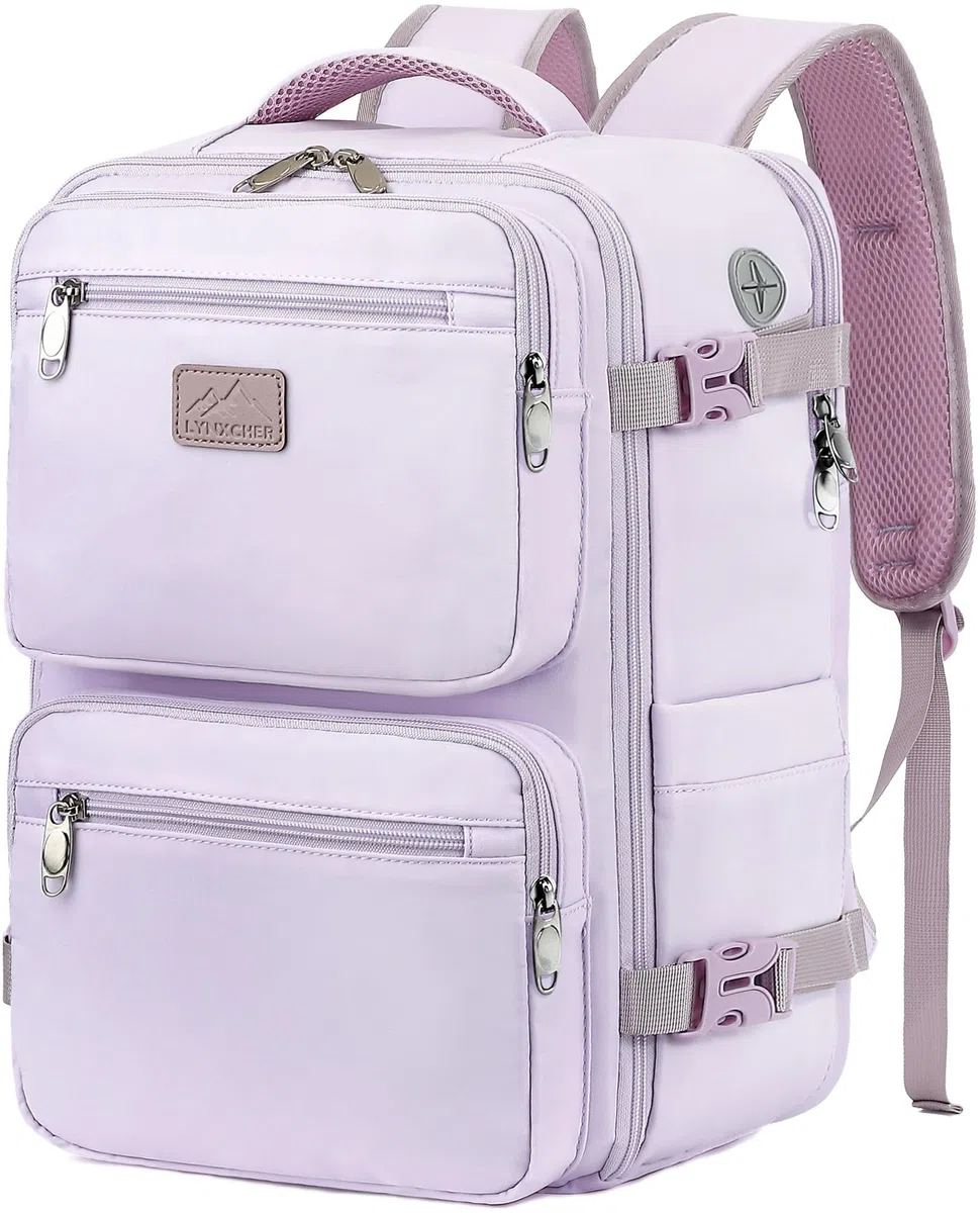 Sac a Dos Voyage Cabine Avion 45x36x20 pour easyjet Bagage Cabine Sac à Dos Voyage 30 L Bagage à Main pour Femme Homme Ordinateur Portable 15.6 Pouces(Violet Clair,M)