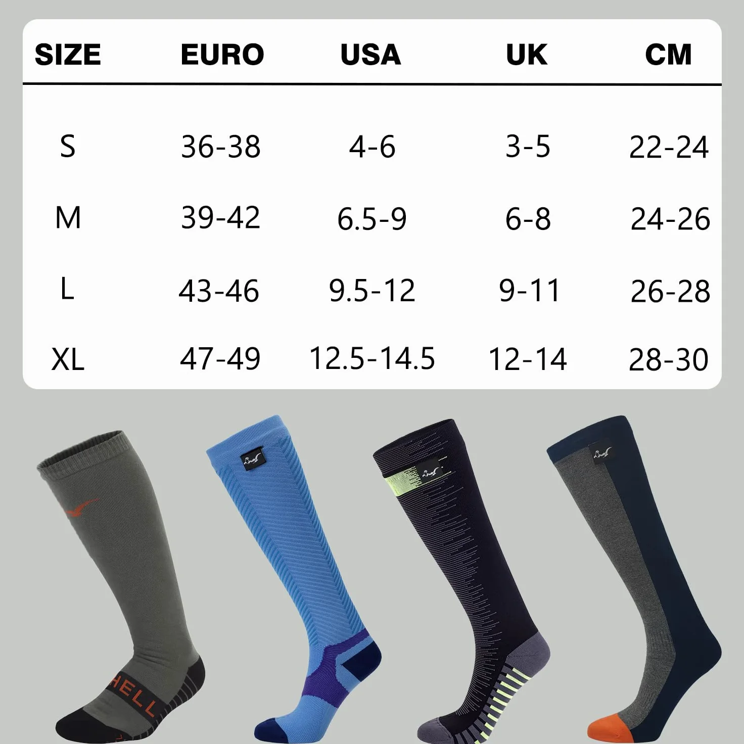 OTTERSHELL Chaussettes longueur genou étanches en laine mérino. Chaud et respirant. Tissu composite à 3 couches, anti-humidité pour la randonnée, la randonnée, le ski