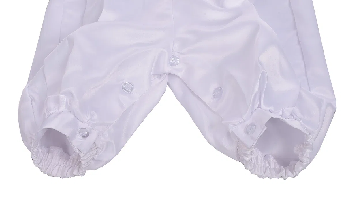 Lito Angels Barboteuse Robe Bapteme en Satin pour Bebe Fille Garcon, Body Manche Longue avec Gilet et Bonnet, Taille 0-18 Mois, Blanc