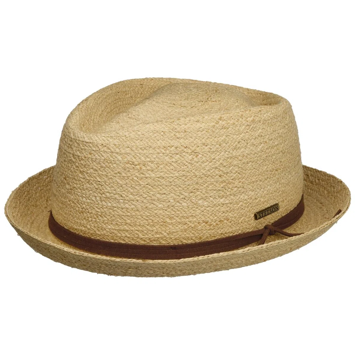 Stetson Uni Diamond Chapeau de Paille de Raphia Pork Pie Protection UV Bande en Cuir Unisexe Printemps Ete