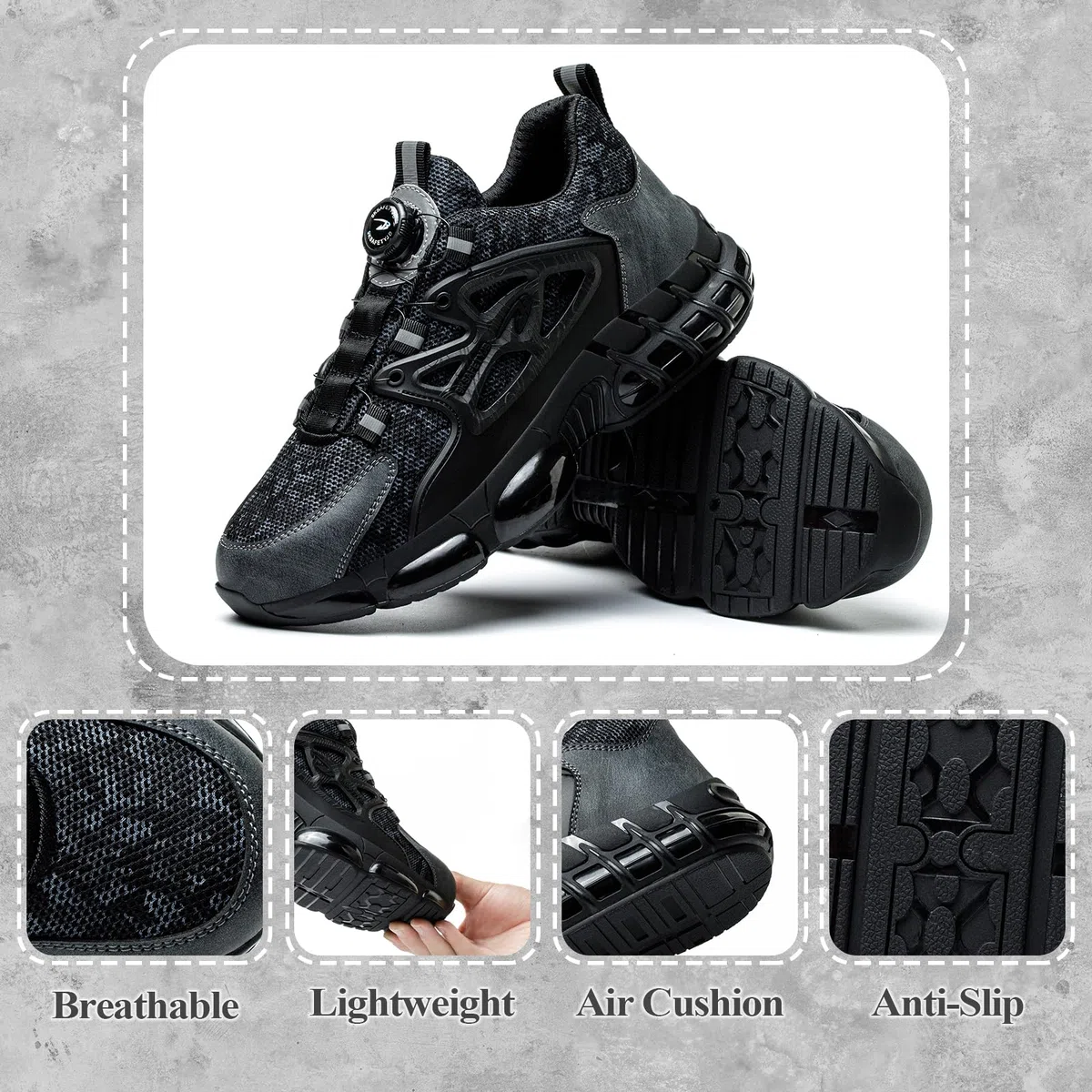 Chaussures de Sécurité Hommes Légère Respirantes Femme Basket Securite Embout en Acier Antidérapante Confortable Chaussures de Travail 36-46 EU