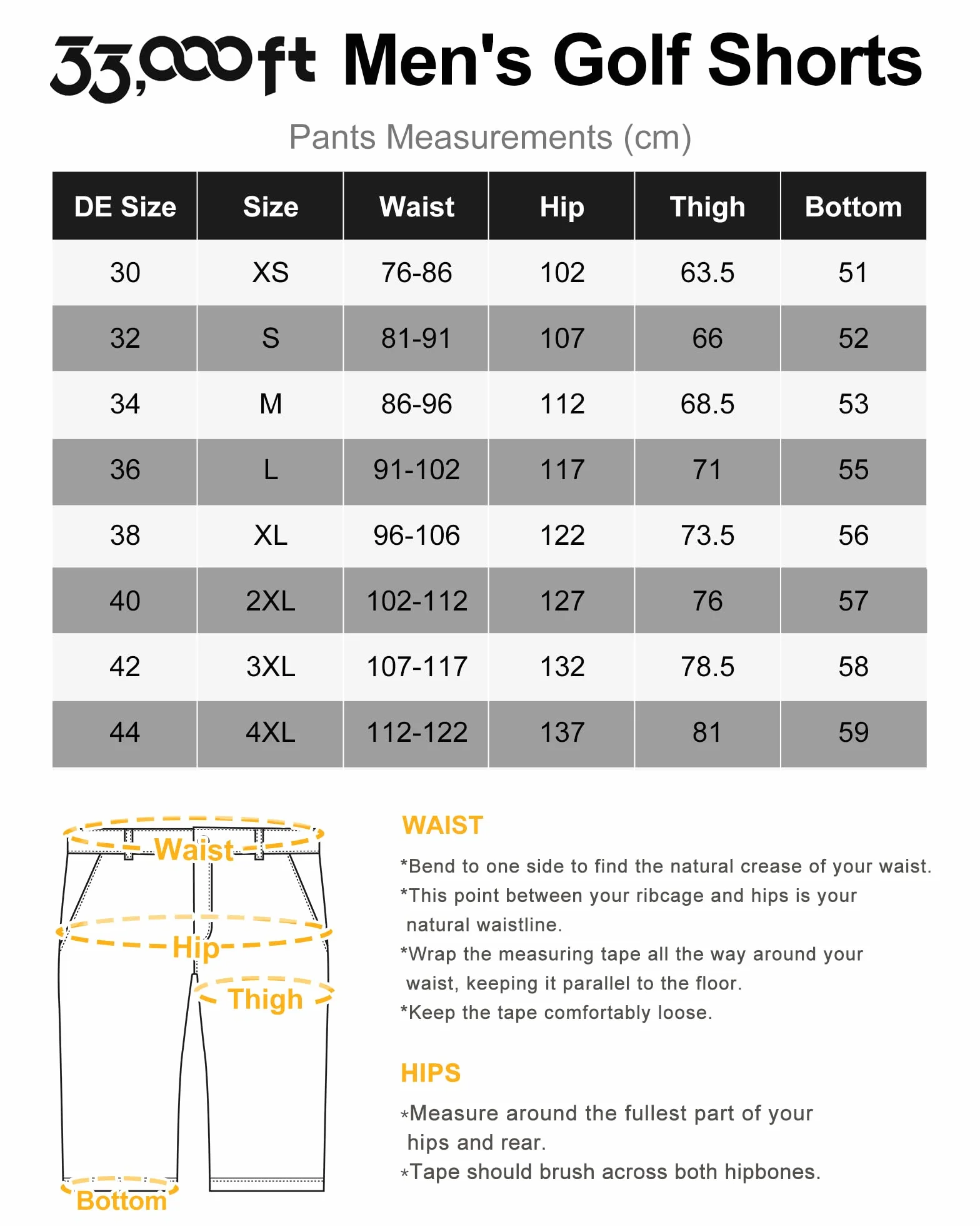33,000ft Hommes Shorts de Golf Short d'extérieur Léger, Extensible, à Séchage Rapide, avec Protection Solaire UPF 50 Shorts de Randonnée Short de Cyclisme Short de Golf