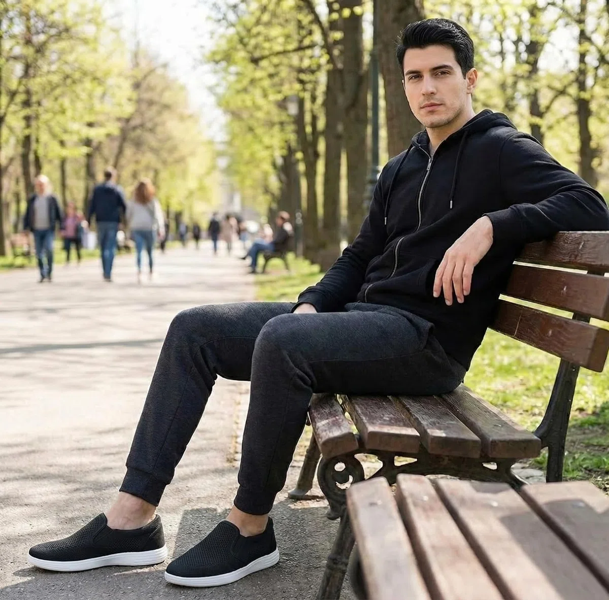 Puxowe Mocassins Slip-on pour Hommes Baskets en Maille Respirantes et Confortables Chaussures de Marche Légères et Décontractées
