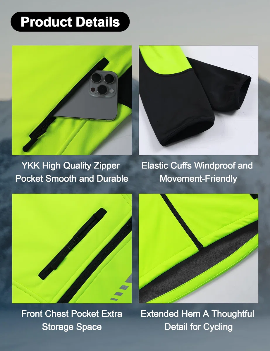 INBIKE Veste de Cyclisme d'Hiver Homme pour VTT Randonnée et Course Coupe-Vent Chaude Doublée En Polaire Avec Capuche À Visière Ajustable HC308