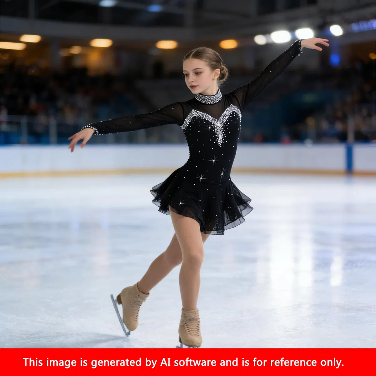 LIUHUO Blue Ice Robe de Patinage Artistique pour Filles et Femmes Dos Nu à Manches Longues et Perles