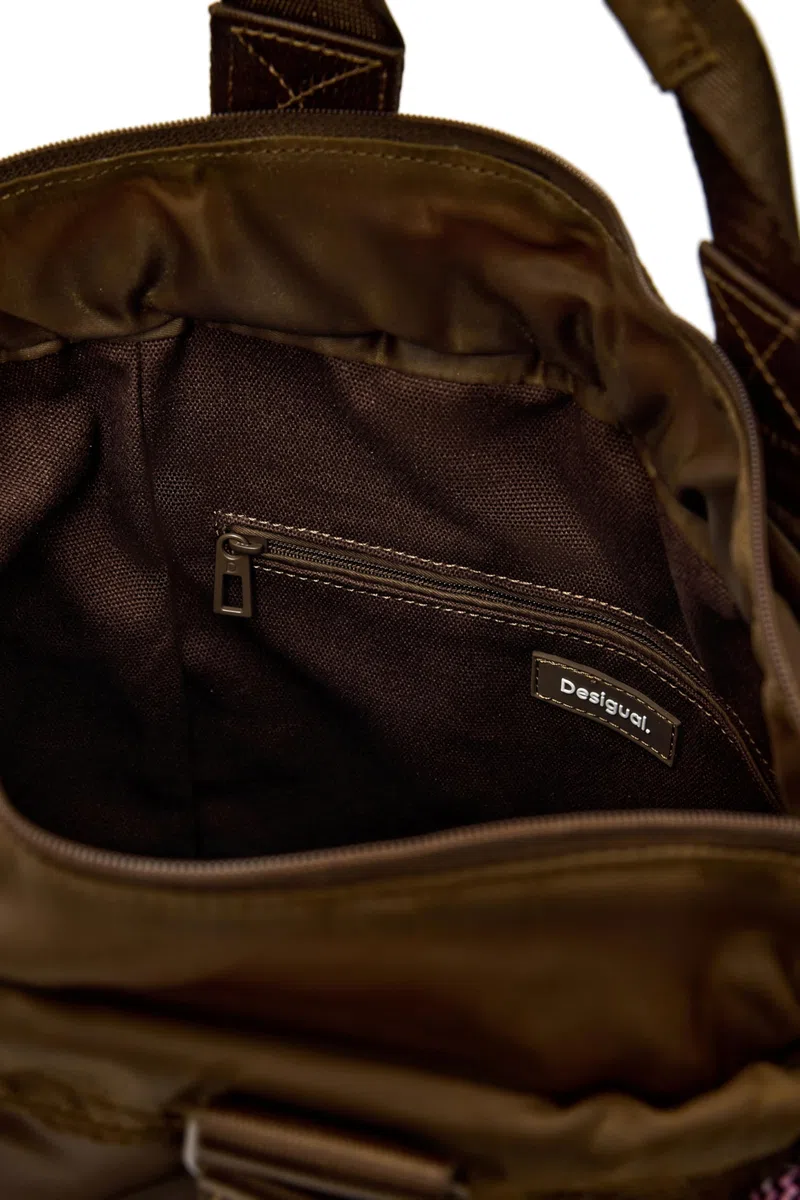 Desigual sac à dos de loisirs Neo Grunge Globe Nylon Backpack Brown brun