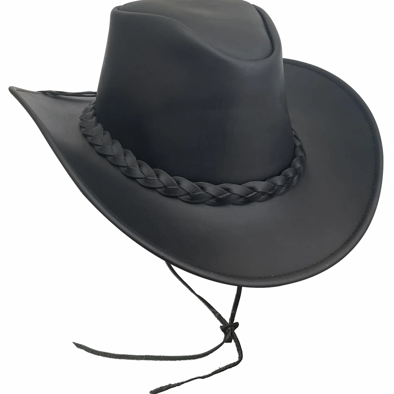 Pamposh Chapeau de Cowboy en Cuir pour Homme Fait à la Main à Large Bord Durable