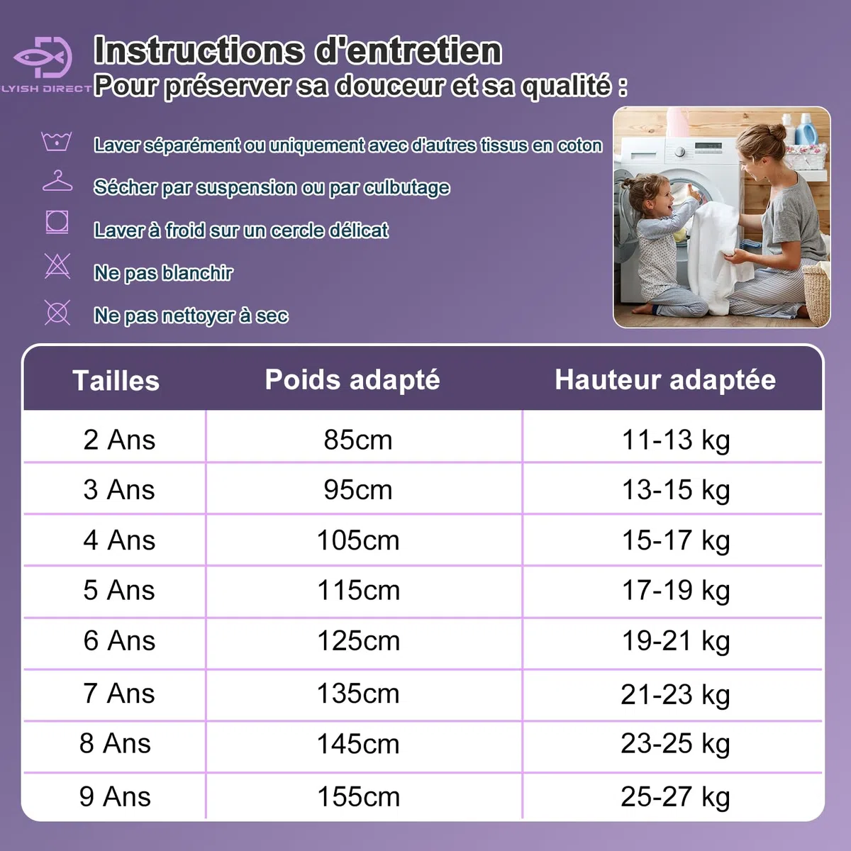 FLYISH DIRECT Culottes d'apprentissage pour Filles et Garçons 100% coton, Absorbantes Culottes Enfant Apprentissage, Anti-fuite, Réutilisables, Lot de 10, Rose Violet, 2 ans