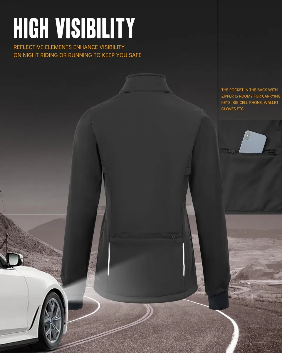 33,000ft Veste de cyclisme pour femme - Veste softshell imperméable - Coupe-vent - Veste fonctionnelle doublée en polaire - Veste de transition réfléchissante - Pour l'hiver - Pour le cyclisme, la