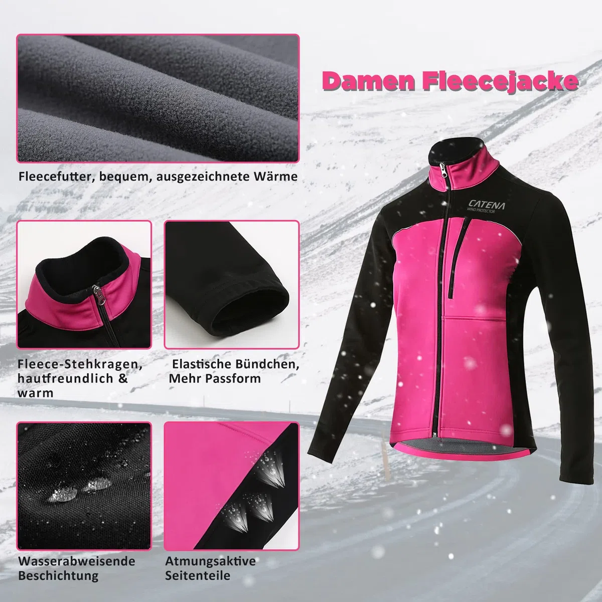 Veste Cycliste Hiver Femme, Veste VTT Imperméable, Veste Softshell Coupe-vent, Veste Thermique Respirante, Veste Cycliste Réfléchissante, pour Cyclisme, Course, Alpinisme, Randonnée