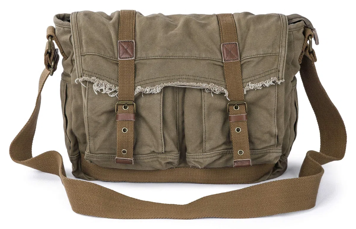 GOOTIUM Sac messager en toile vintage style bohème effiloché