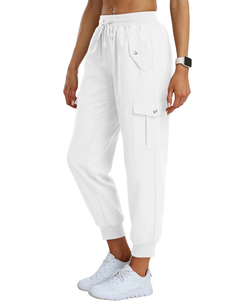 JINSHI Pantalon de Randonnée Femme Cargo Jogging Pantalon Léger Respirant Pantalon Sport Extérieur Trekking avec Multi-Poches